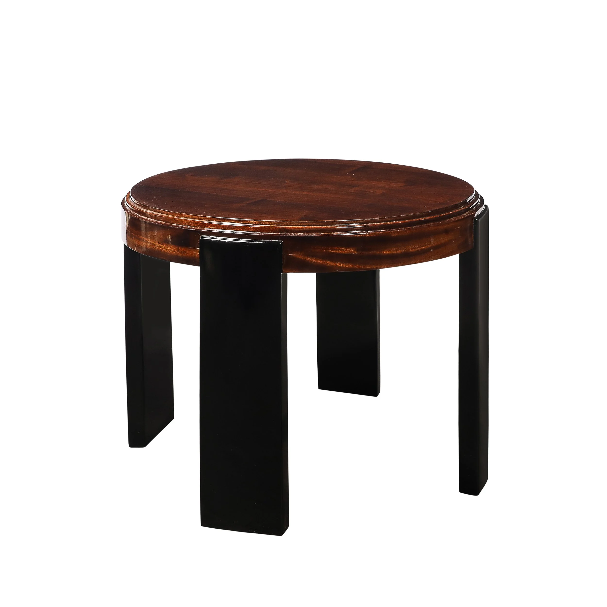 Art Deco Skyscraper Style Stepped Detail Side Table with Black Lacquer Legs - High Style Deco.jpg