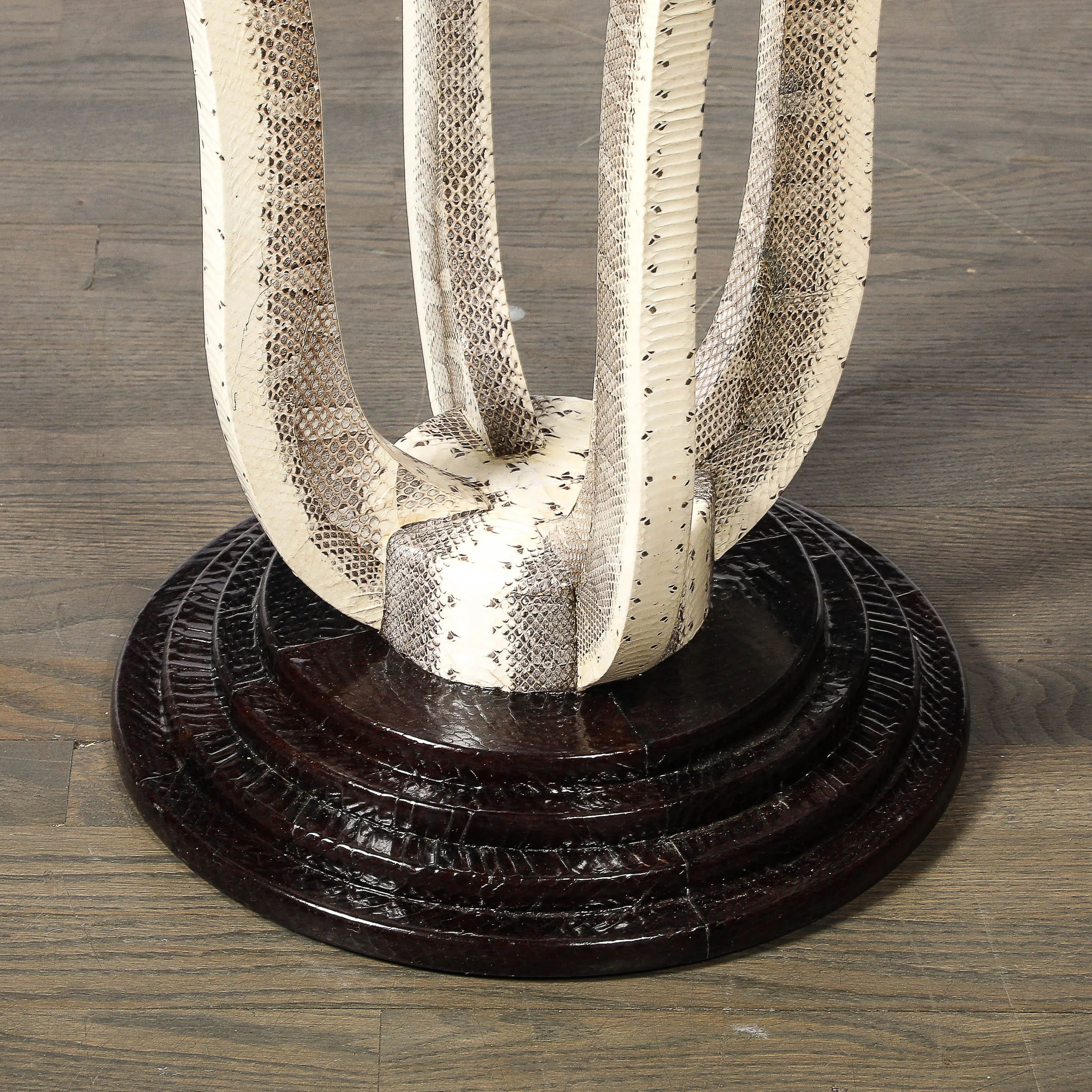 Mid-Century Gueridon Table in Python Leather with Stepped Base by Karl Springer - High Style Deco 5.jpg