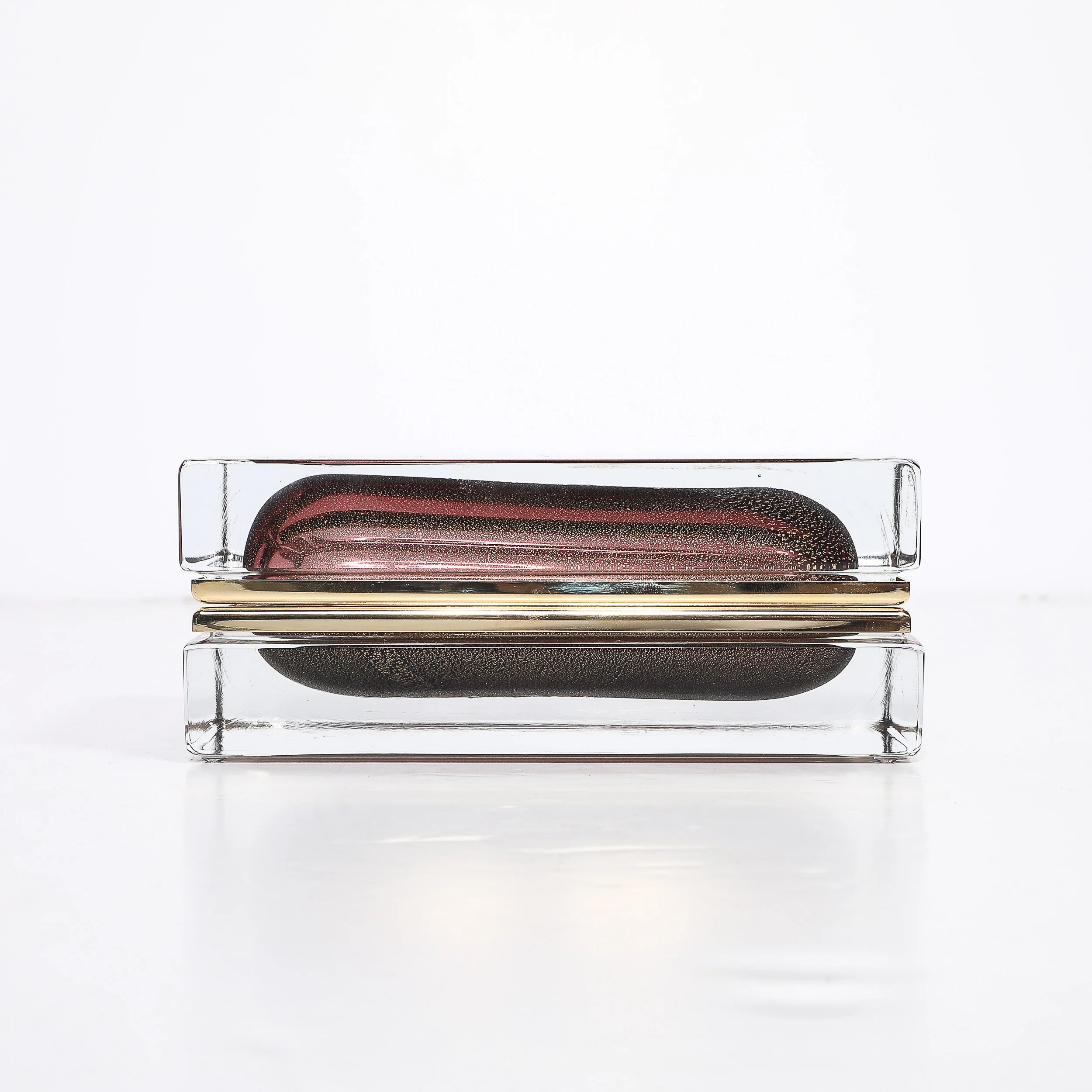 Modernist Hand-Blown Murano Glass Box in Smoked Rose with 24 Karat Gold Flecks - High Style Deco 10.jpg