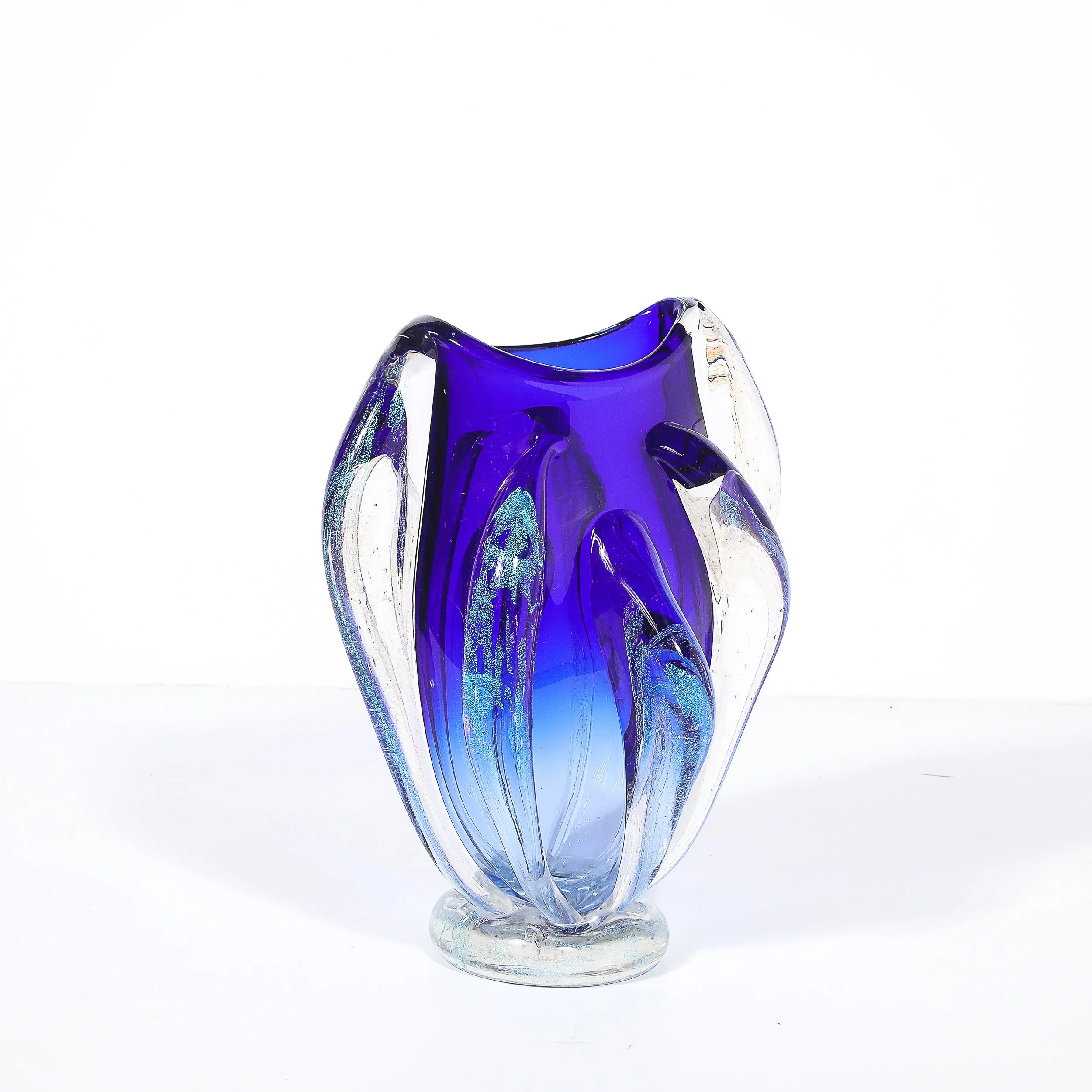 Modernist Hand-Blown Art Glass Vase in Cobalt & Ultramarine signed Will Dexter - High Style Deco 5.jpg