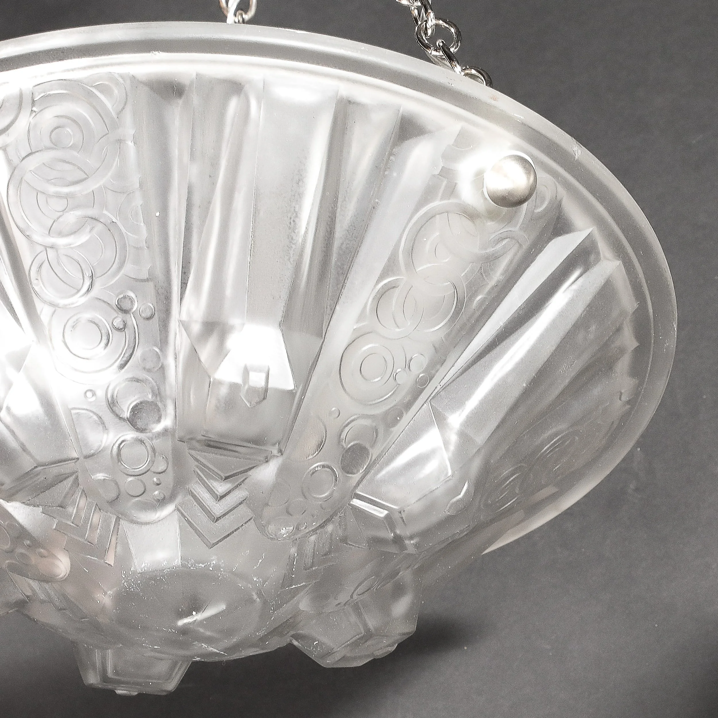 Stunning Art Deco Cubist Detailed Molded Glass Chandelier signed Muller Freres - High Style Deco 15.jpg