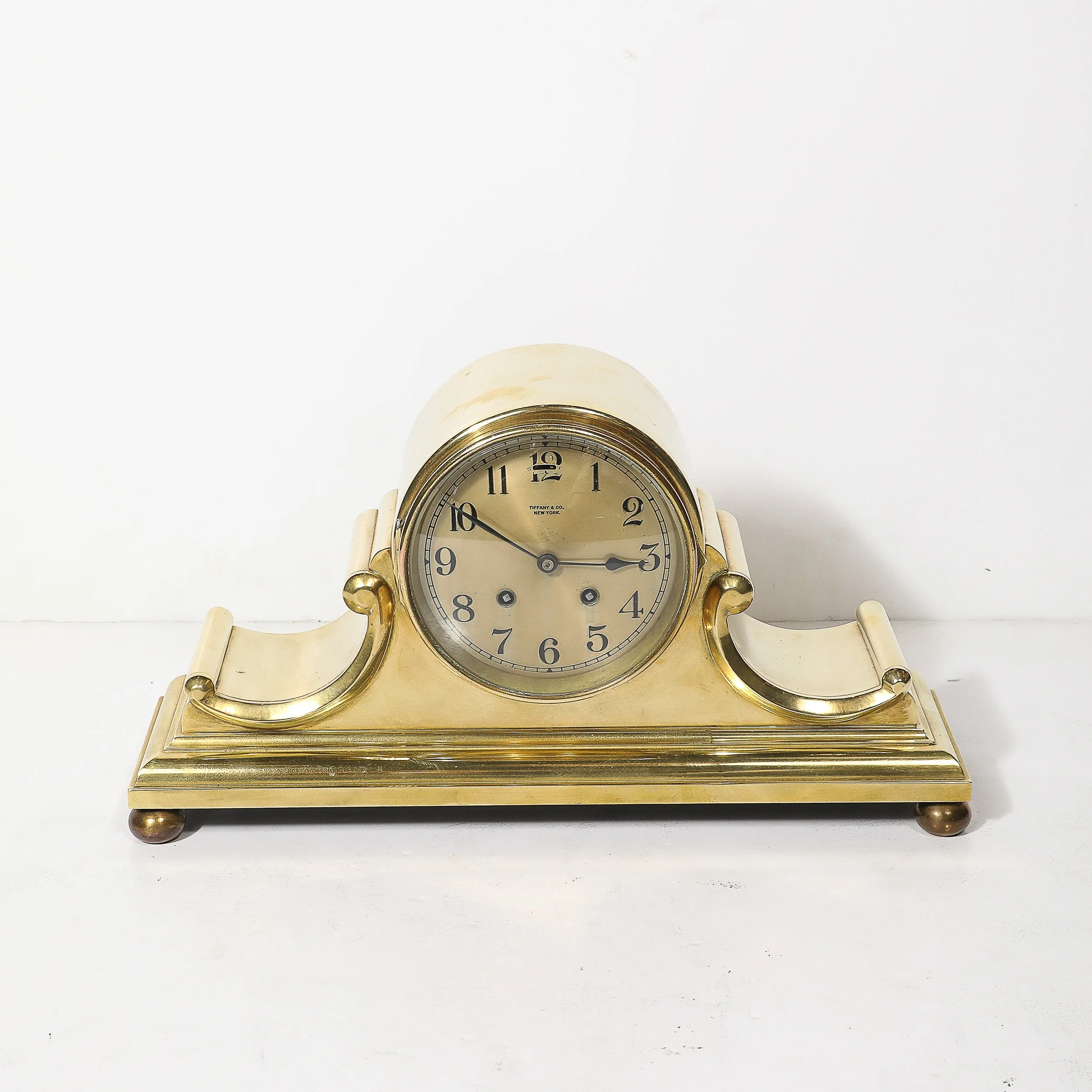 Art Deco Sculptural Polished Brass Clock by Chelsea Clock Co. For Tiffany - High Style Deco 10.jpg