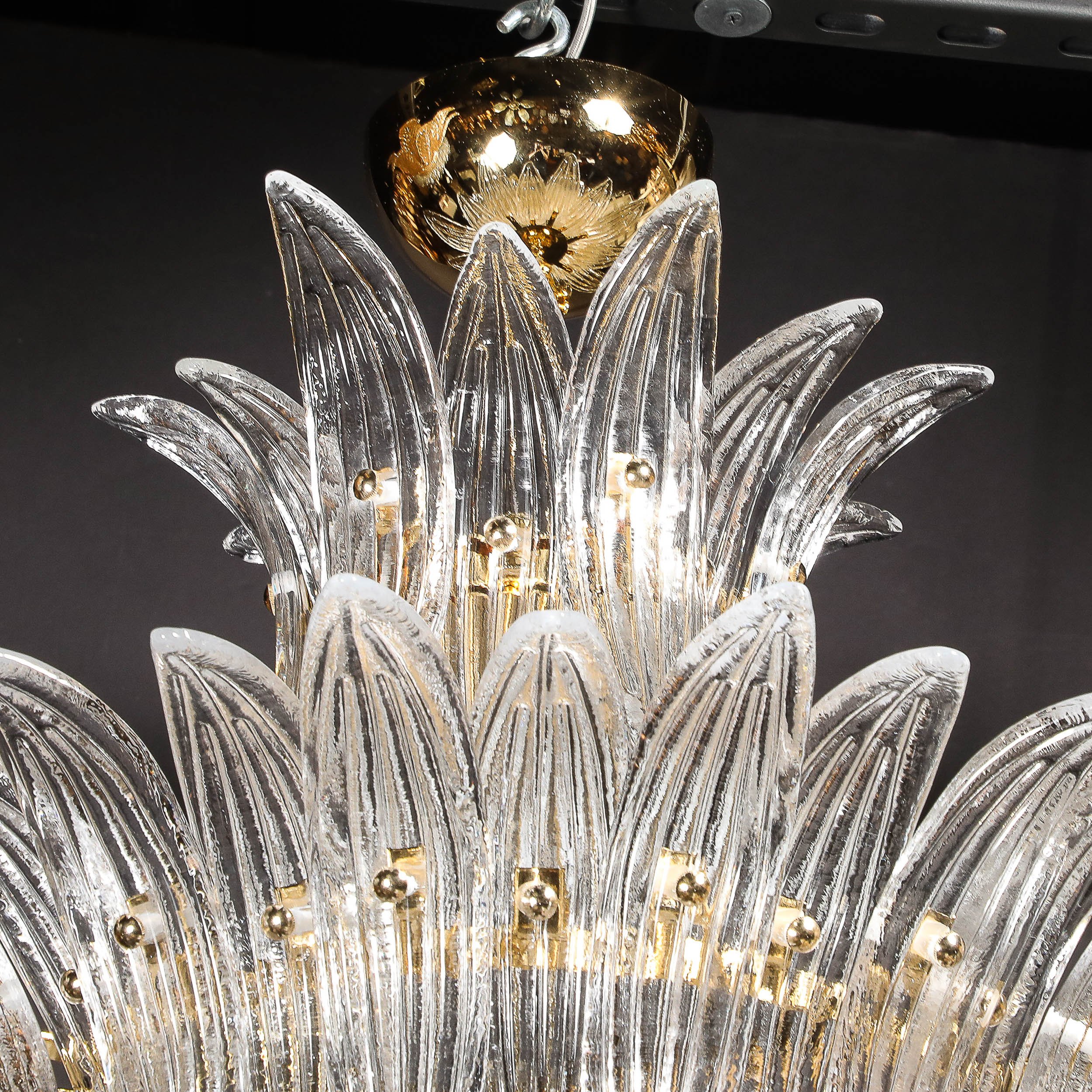 Three-Tier Palma Chandelier in Clear Hand Blown Murano Glass and Brass Fittings - High Style Deco 6.jpg