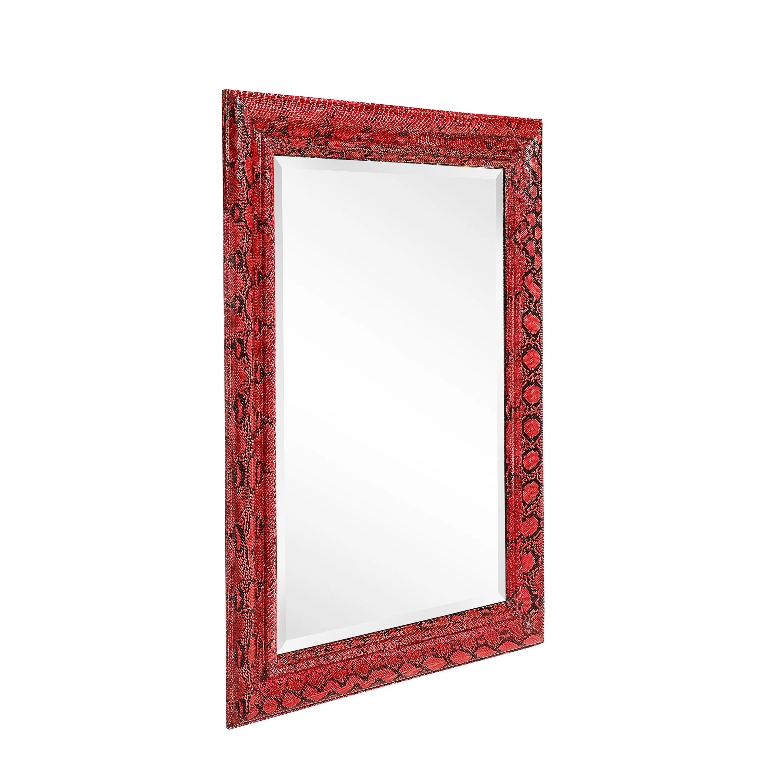 Mid-Century Molding Mirror in Red & Black Python Leather by Karl Springer - High Style Deco 1.jpg