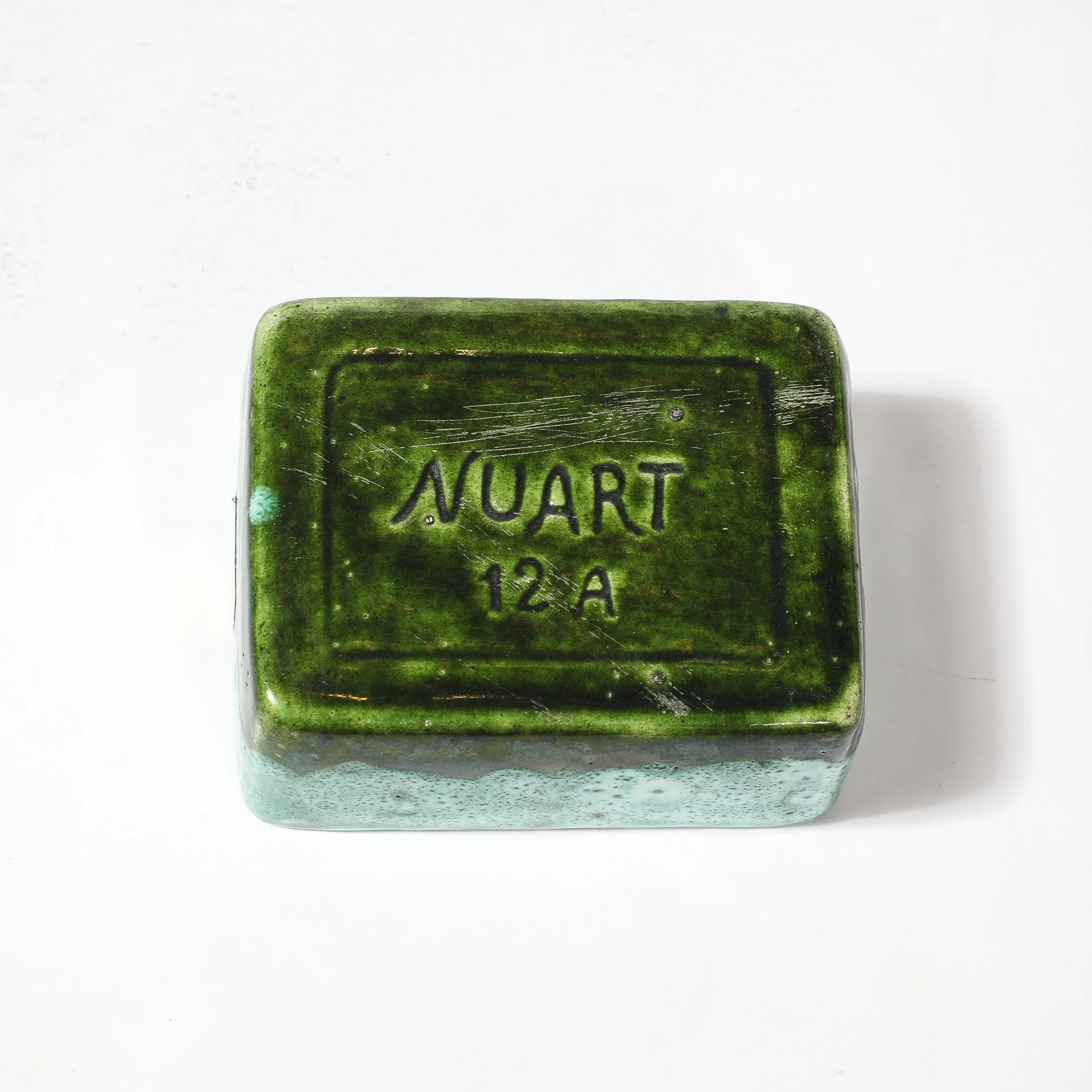 Art Deco Patinated Bronze, Olive Green & Jade Ceramic Smoking Stand by FrankArts - High Style Deco 7.jpg