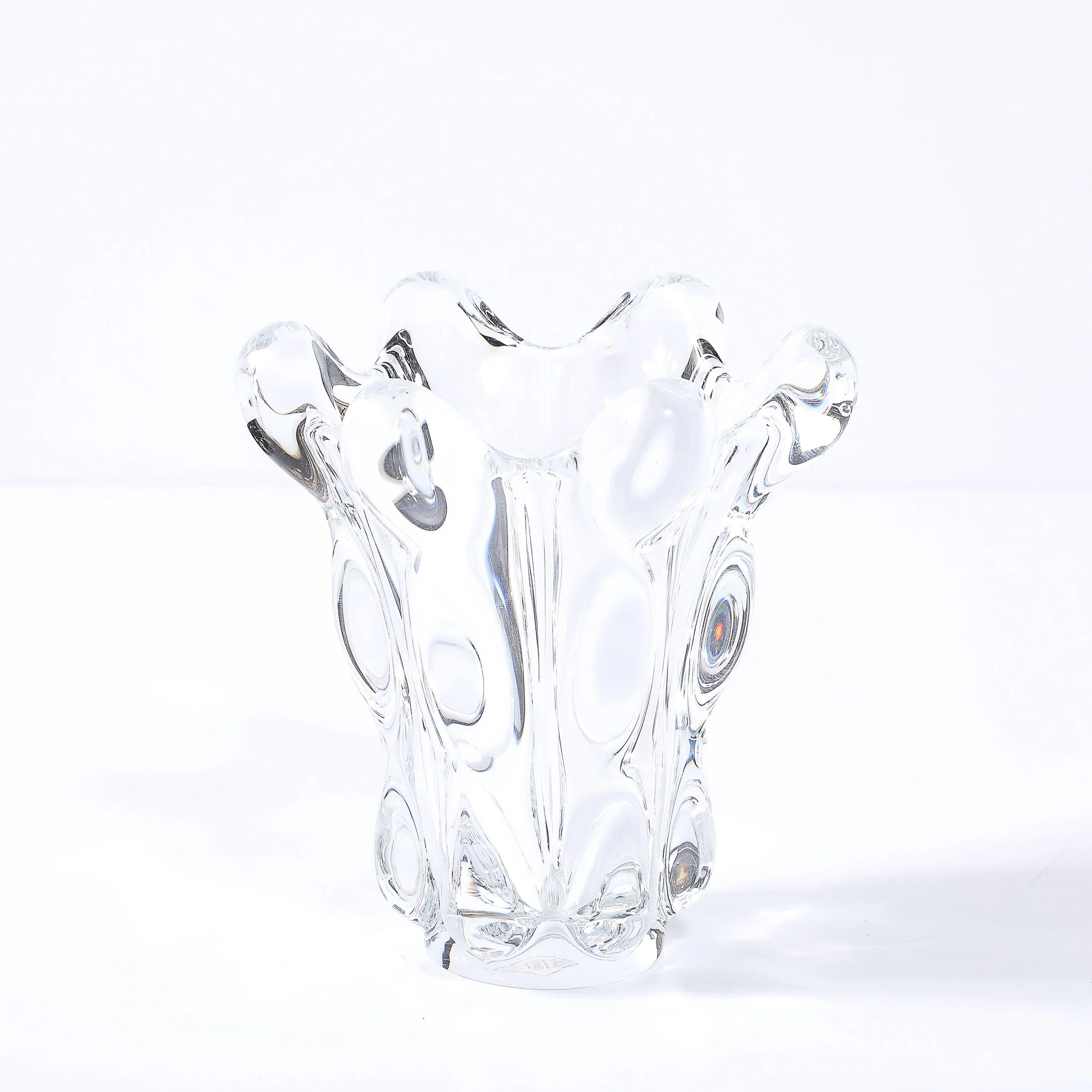 Mid-Century Modernist Splash Form Crystal Vase signed Art Vannes - High Style Deco 5.jpg