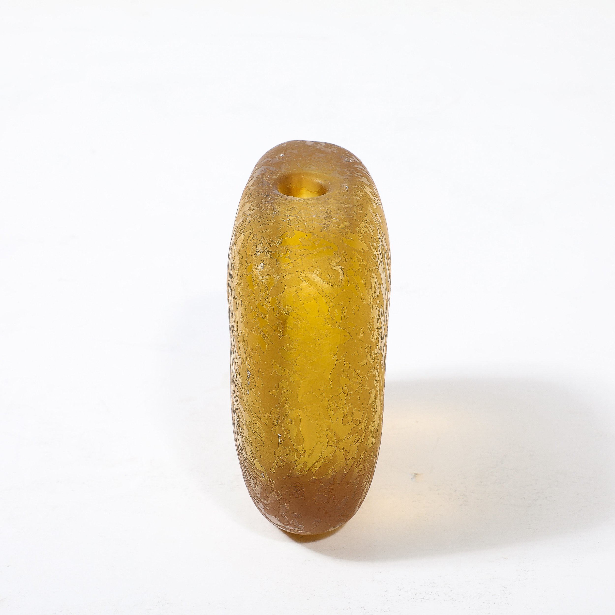 Mid-Century Hand-Blown Murano Glass Bud Vase in Lemon Yellow W: Mottled Texture - High Style Deco 2.jpg