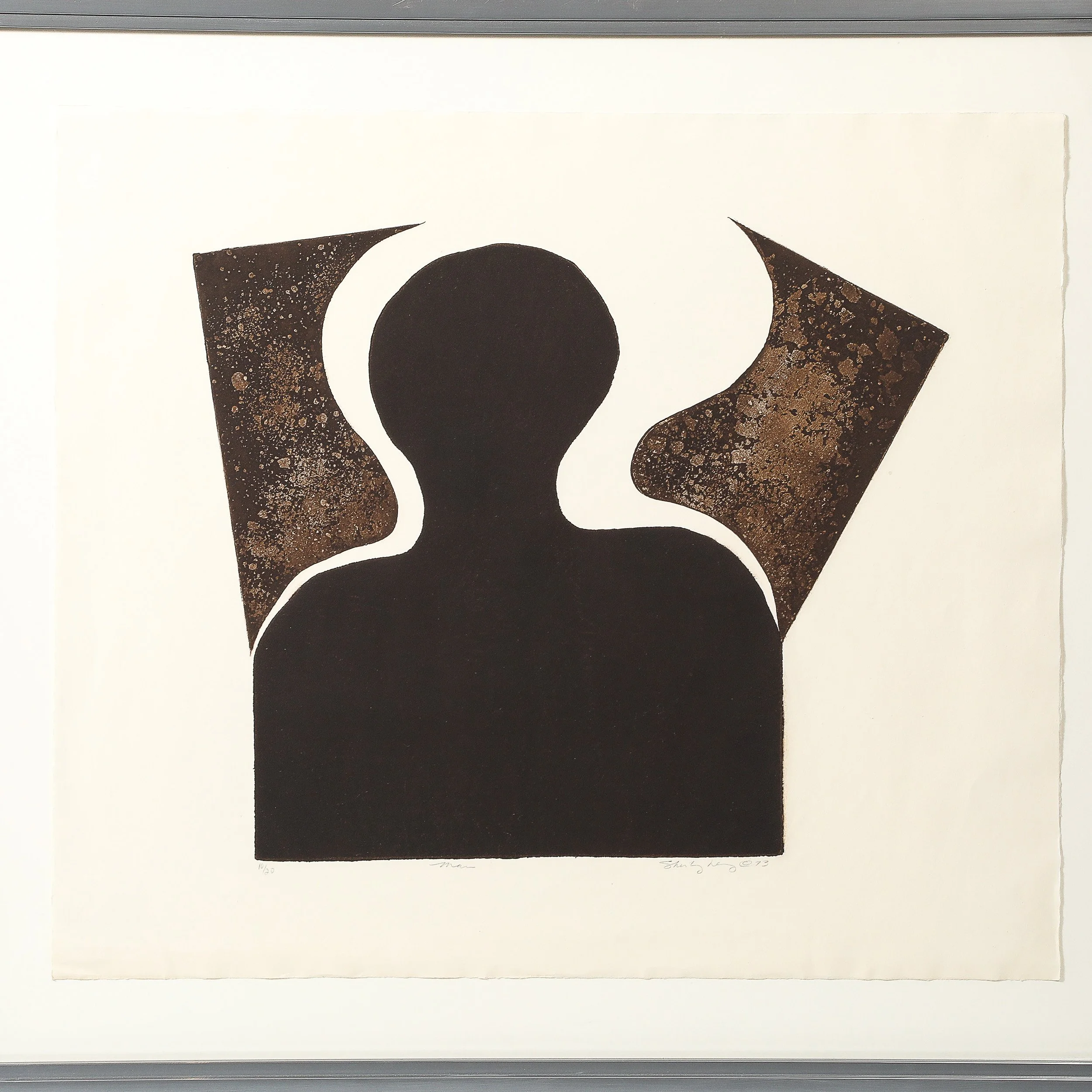 Mid-Century Modernist Screen Print titled "Man" signed Sheng Hey C. 1973 - High Style Deco 2.jpg