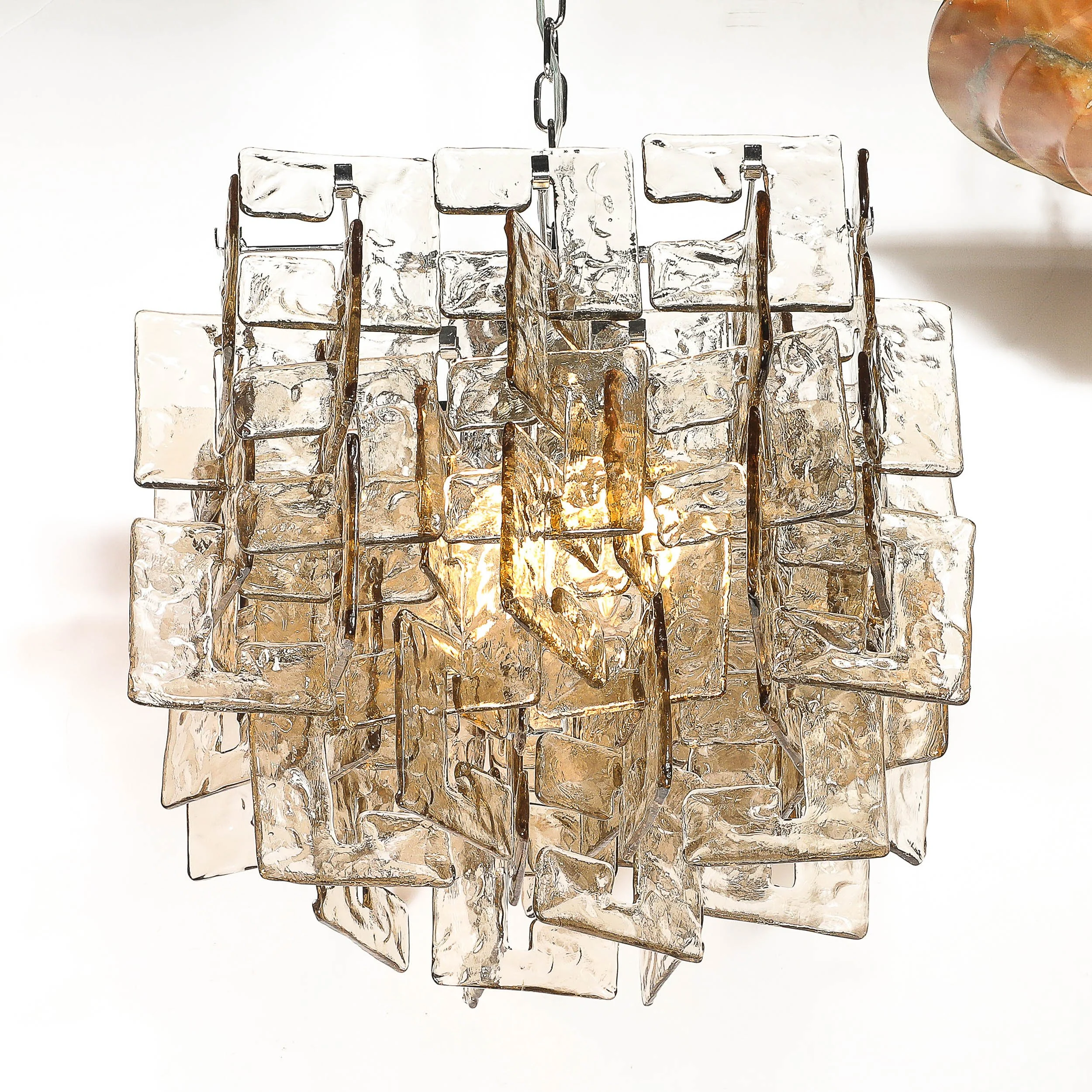 Modernist Hand-Blown Murano Mottled & Smoked Interlocking Glass Chandelier - High Style Deco 1.jpg