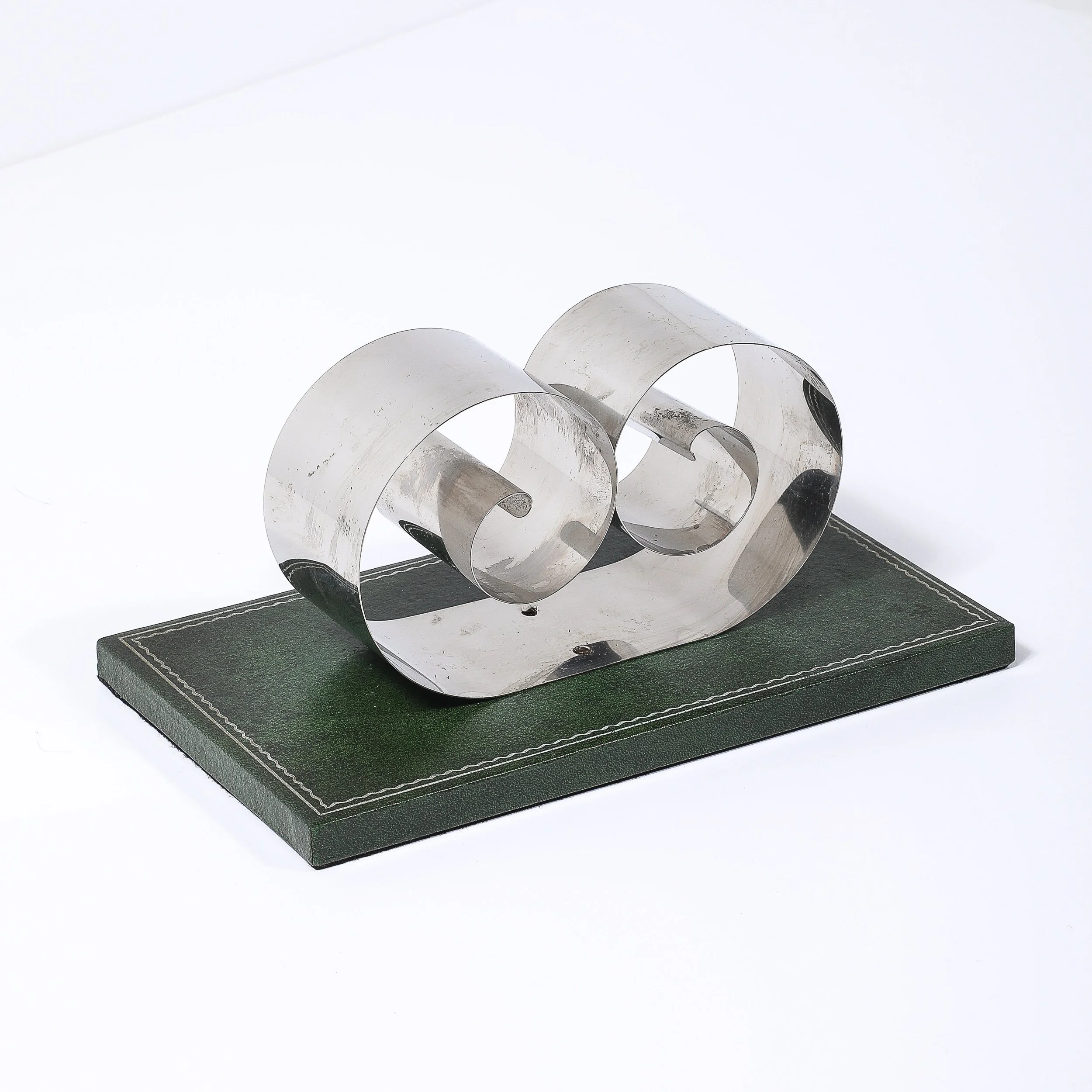 Art Deco Paper:Book Holder in Spring Steel on Forrest Green Leather Base - High Style Deco 11.jpg