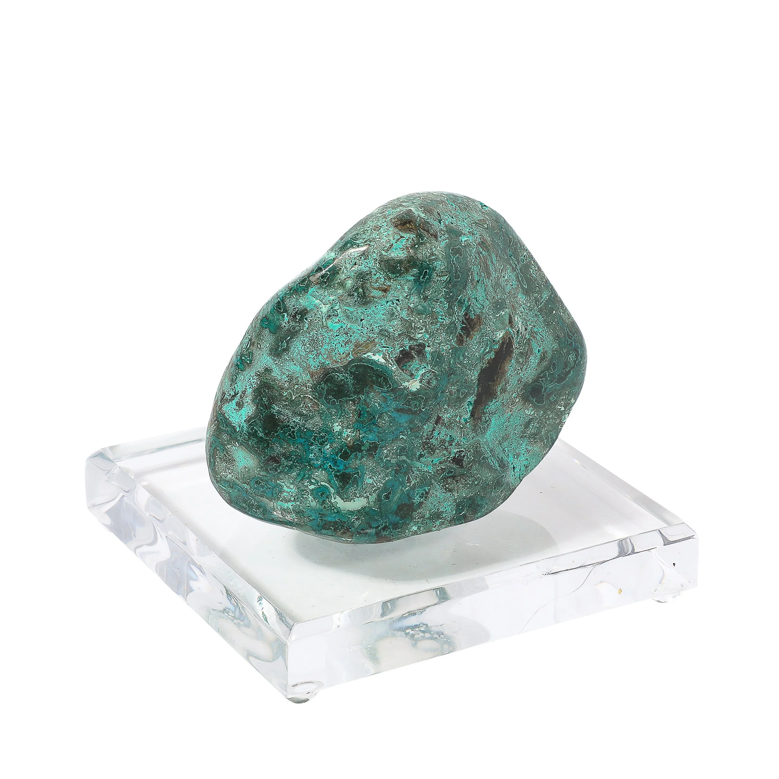 Mid-Century Modernist Malachite Specimen on Faceted Lucite Base by Holly Hunt - High Style Deco.jpg