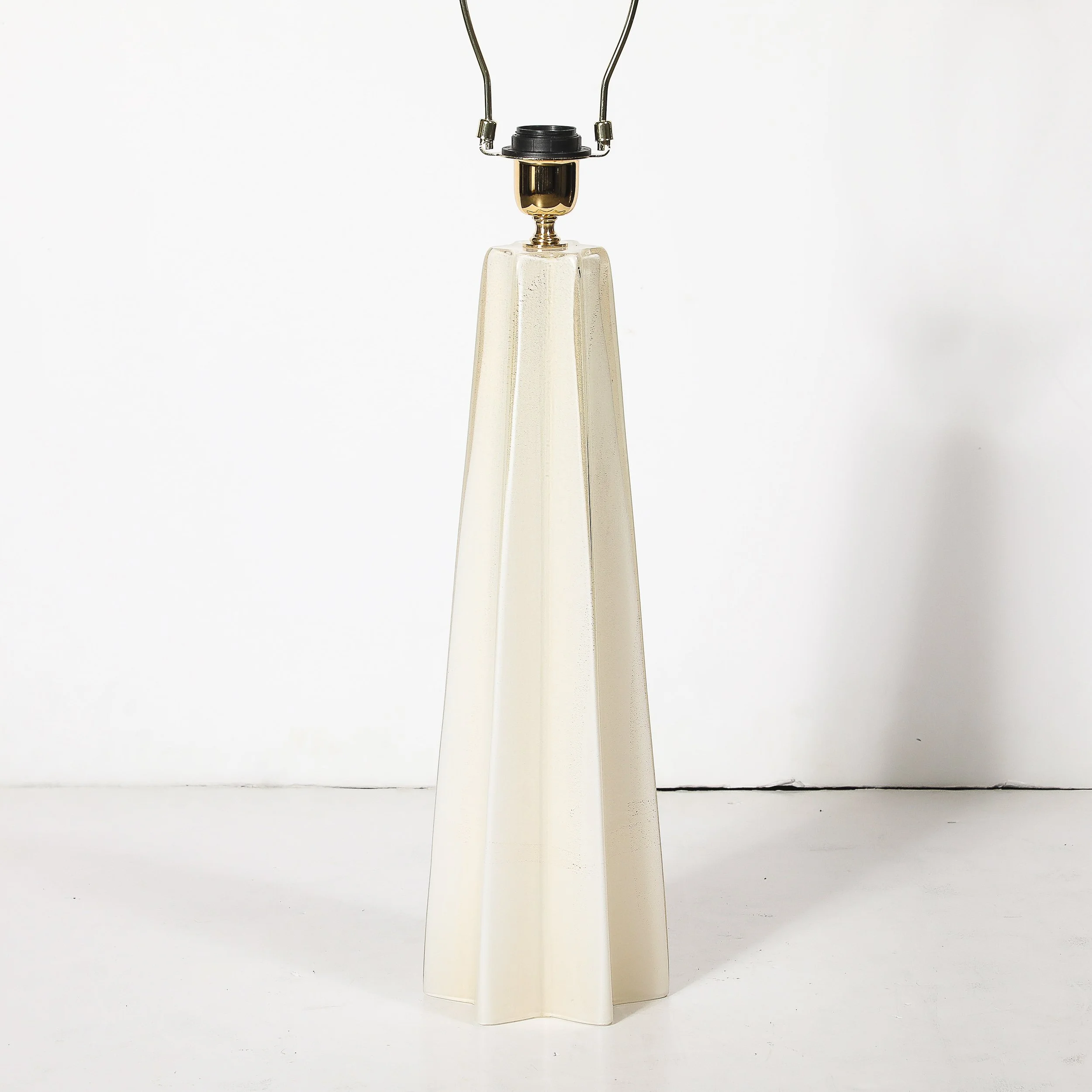 Pair of Modernist Hand Blown Murano Pearlescent Sculptural X-Form Table Lamps - High Style Deco 9.jpg