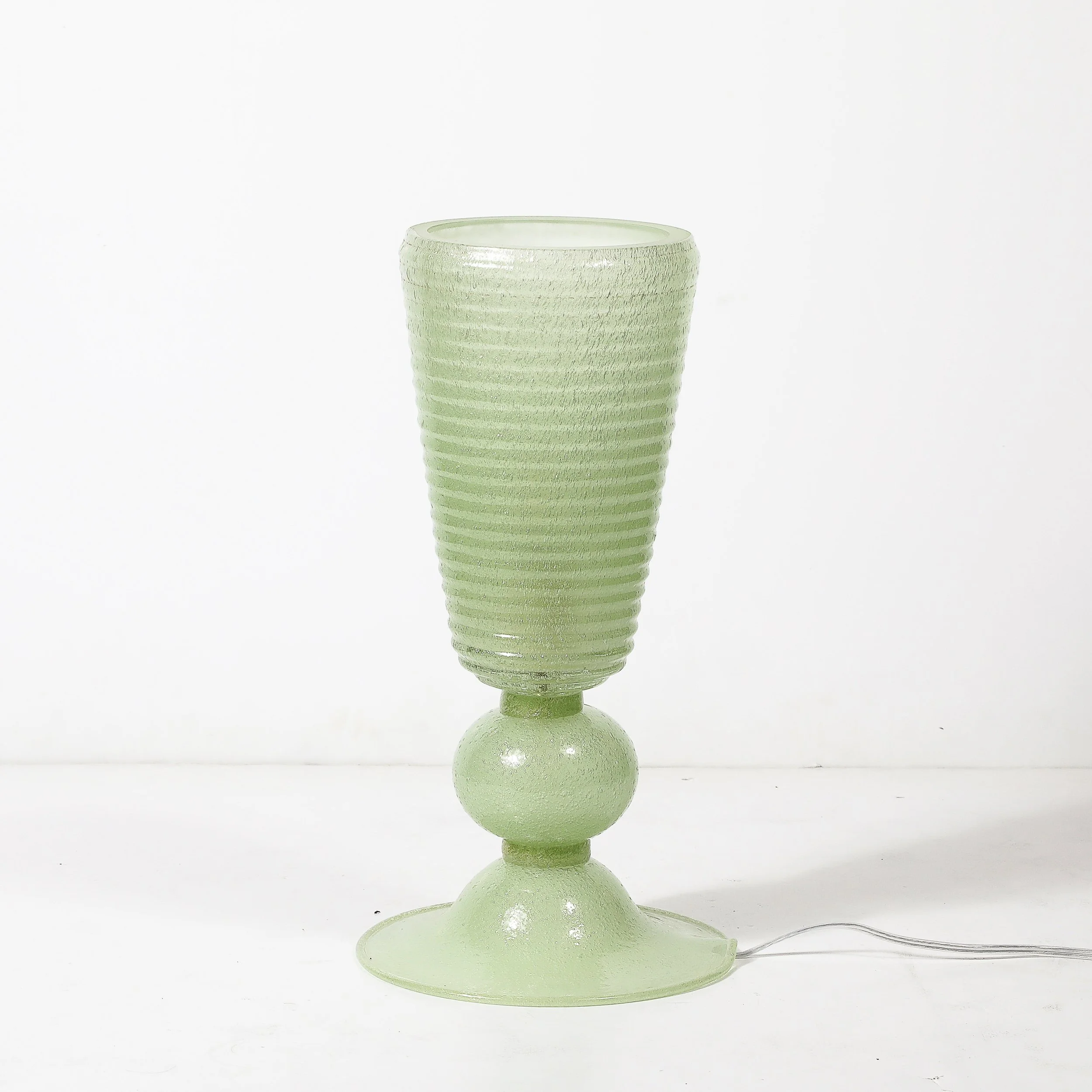 Hand-Blown Murano Glass Smoked Jade Pulegoso Hive Form Uplight Table Lamps - High Style Deco 3.jpg