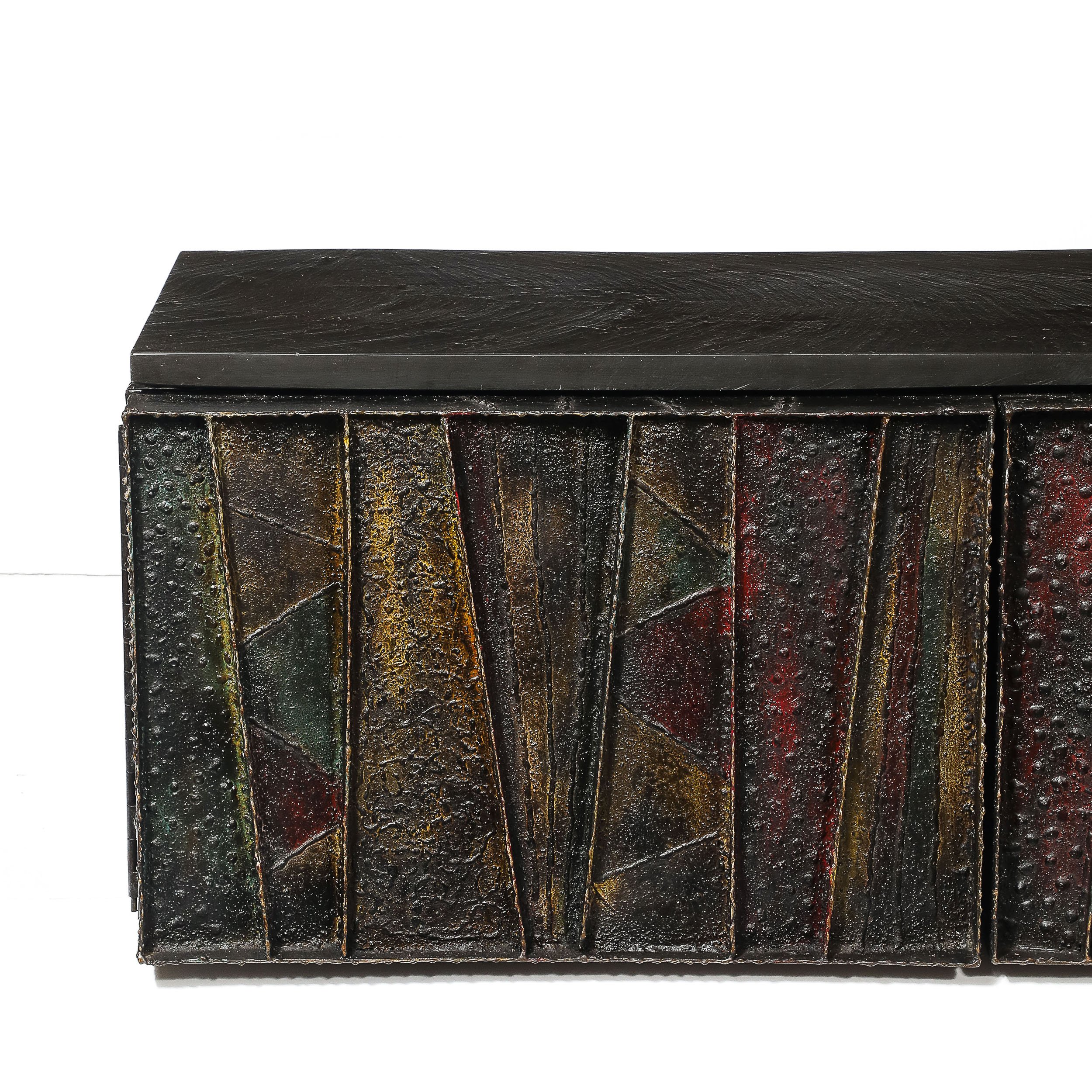 Mid-Century Brutalist Wall Mounted Patchwork Console Table Signed Paul Evans - High Style Deco 5.jpg