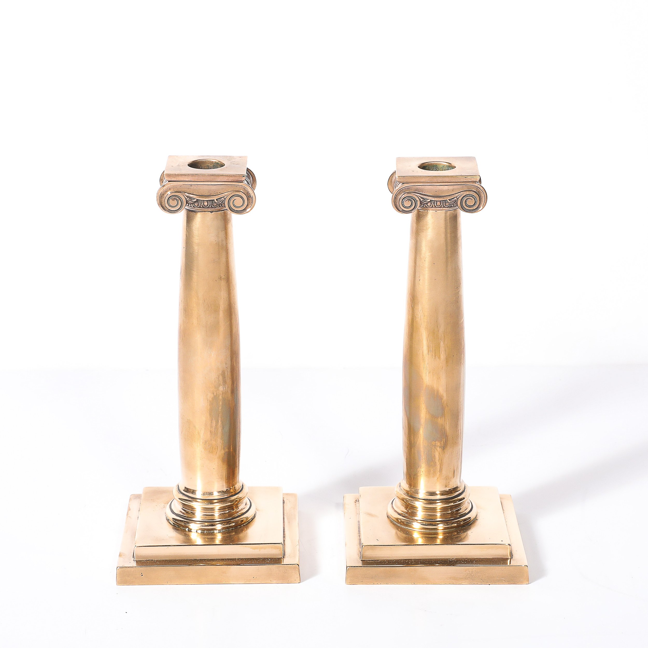 Art Deco Solid Bronze Plinth Base Corinthian Style Candleholders signed Gorham - High Style Deco 7.jpg