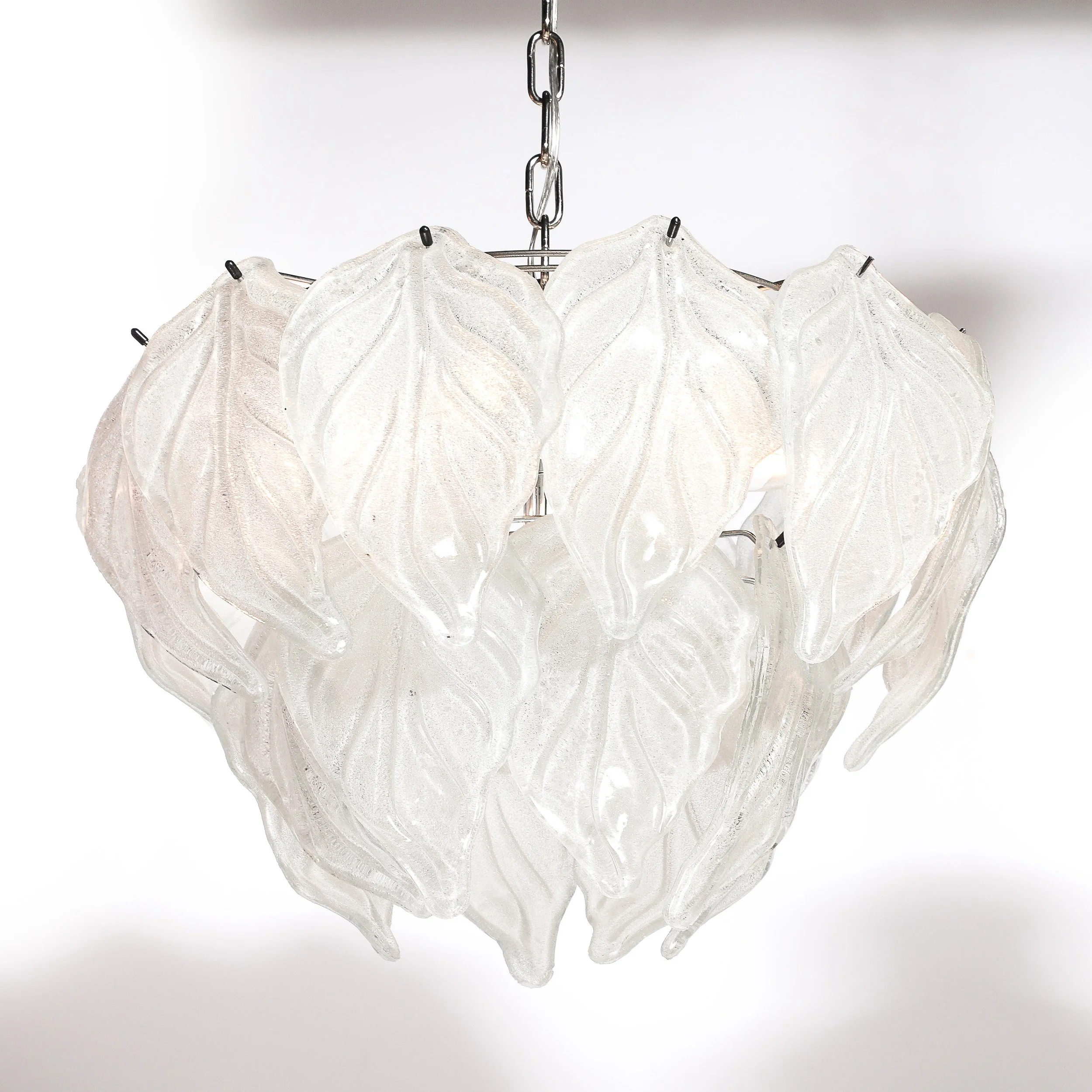 Mid-Century Hand-Blown Leaf Form Mottled Murano Glass Chandelier by Mazzega - High Style Deco 1.jpg