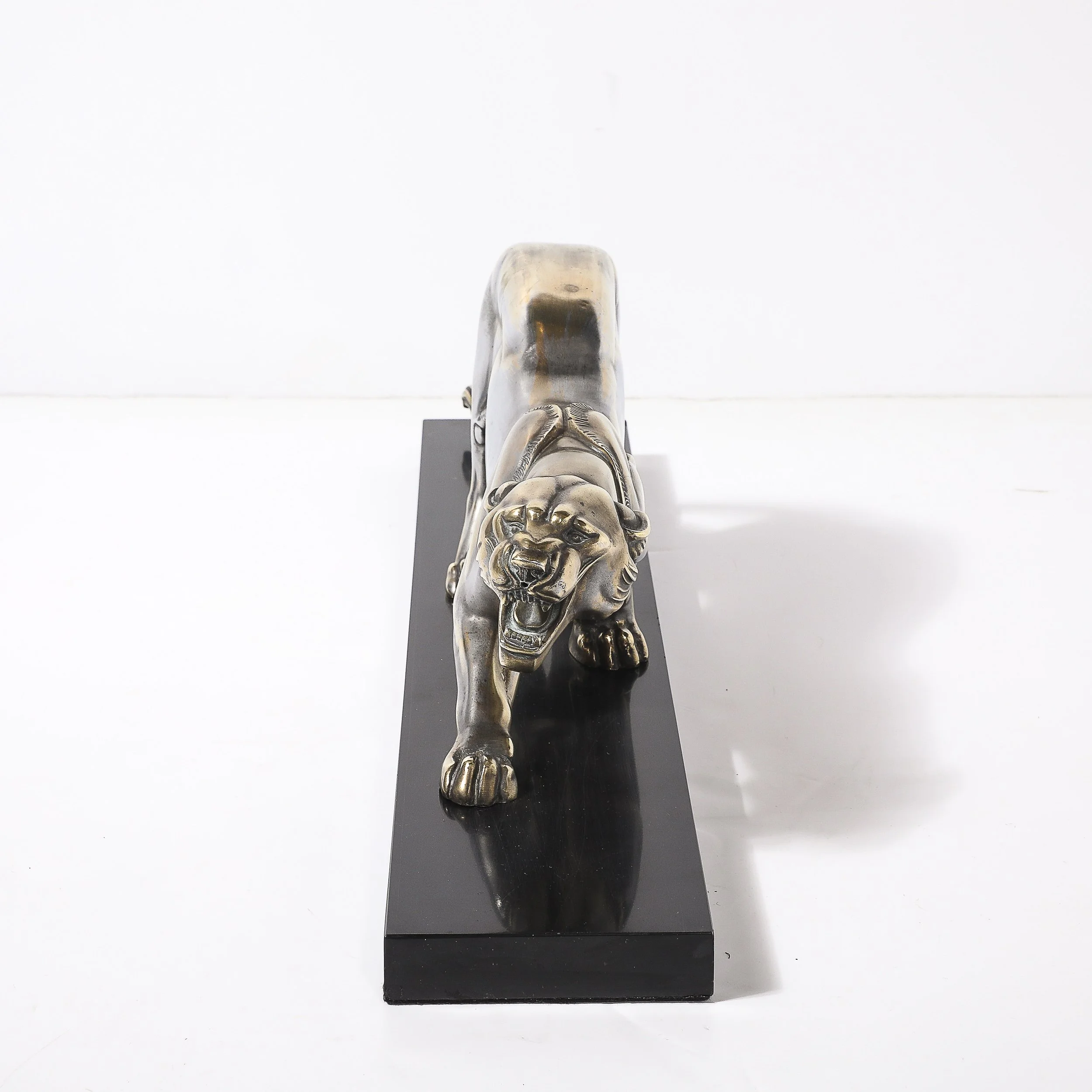 Art Deco Caste Spelter Lion Sculpture on Black Marble Base - High Style Deco 7.jpg