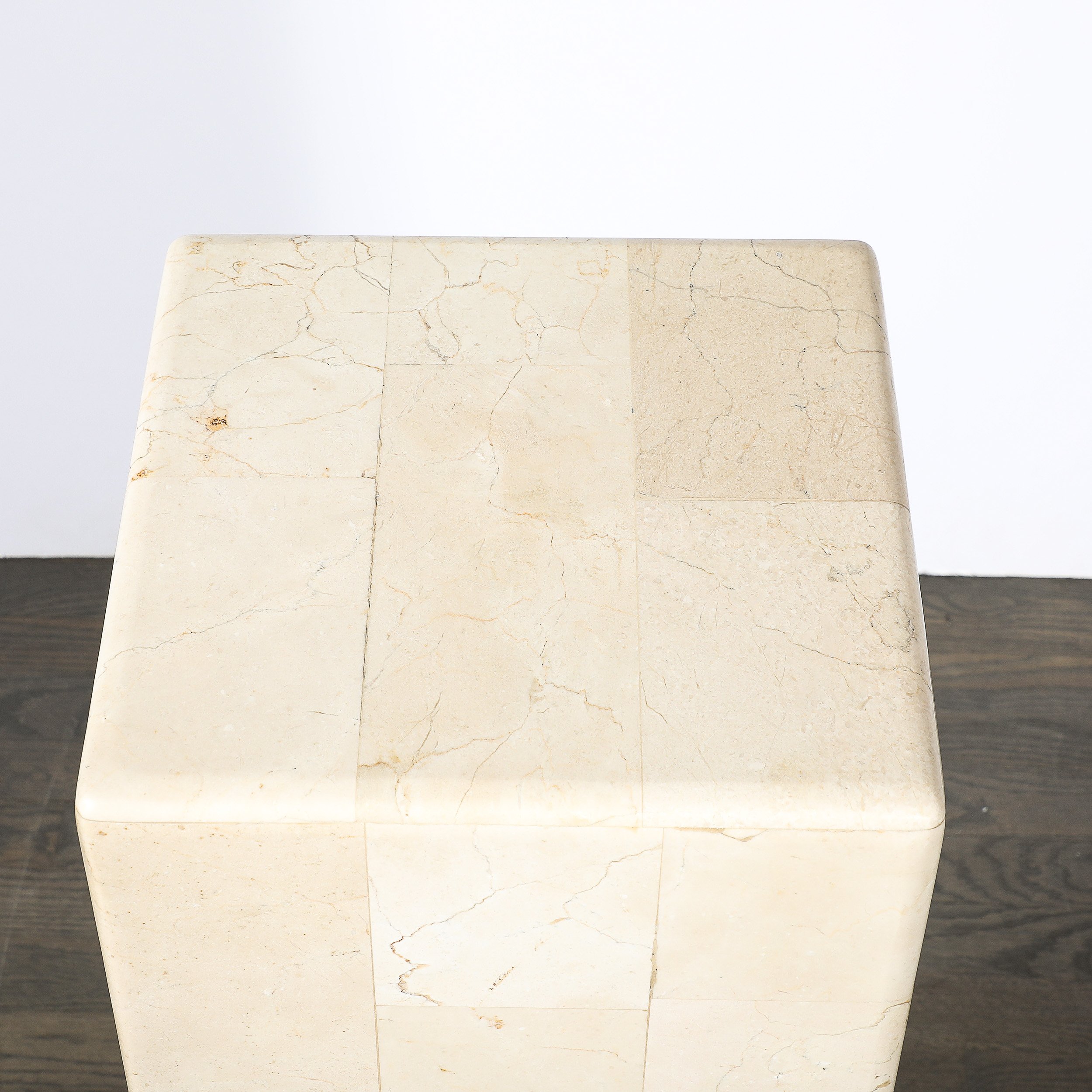 Pair of Mid-Century Modernist Tessellated Travertine Pedestals - High Style Deco 6.jpg