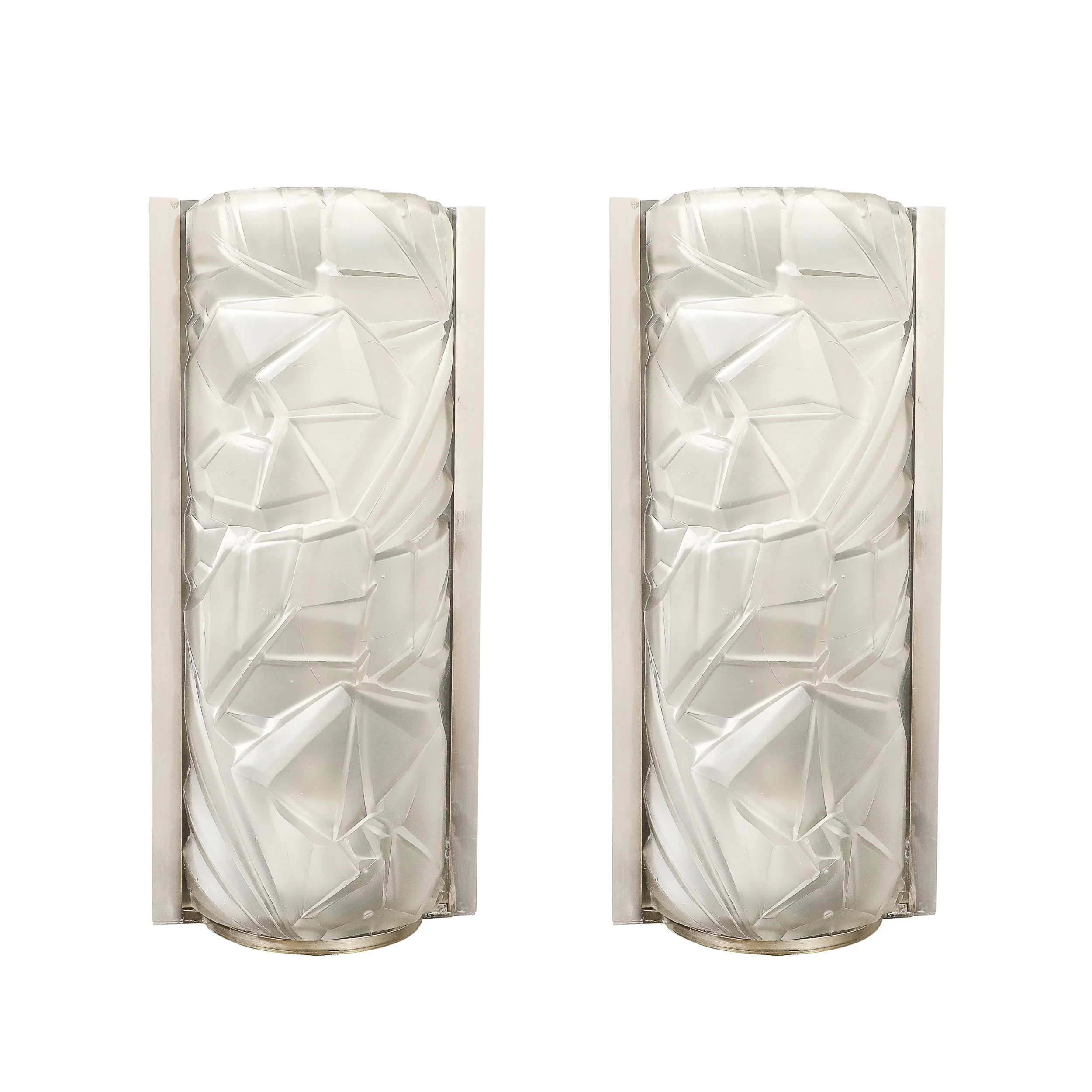 Art Deco Molded & Frosted Glass w: Abstract Cubist Geometric Motif Sconces - High Style Deco.jpg