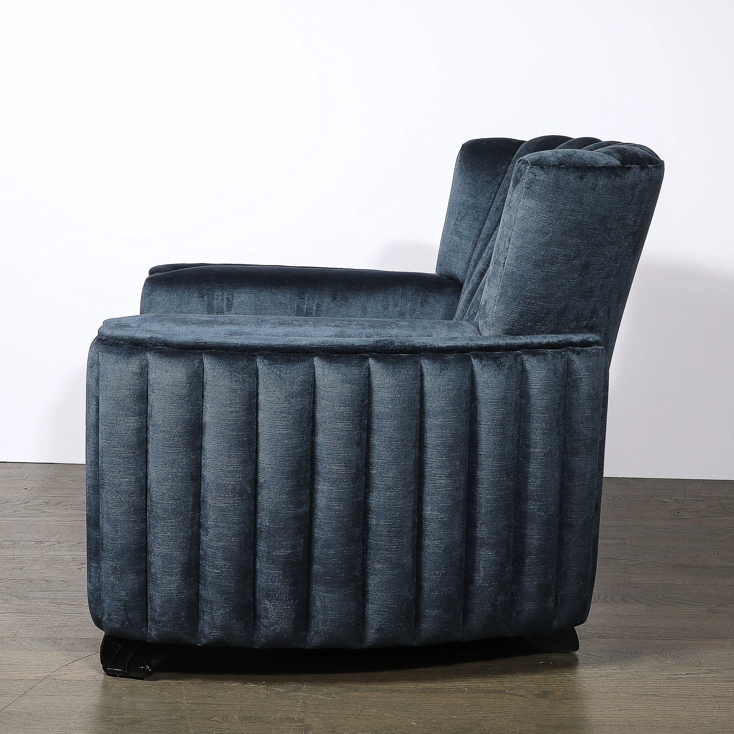 Art Deco Club Chair with Sculptural Ebonized Supports in Smoked Sapphire Velvet - High Style Deco 4.jpg