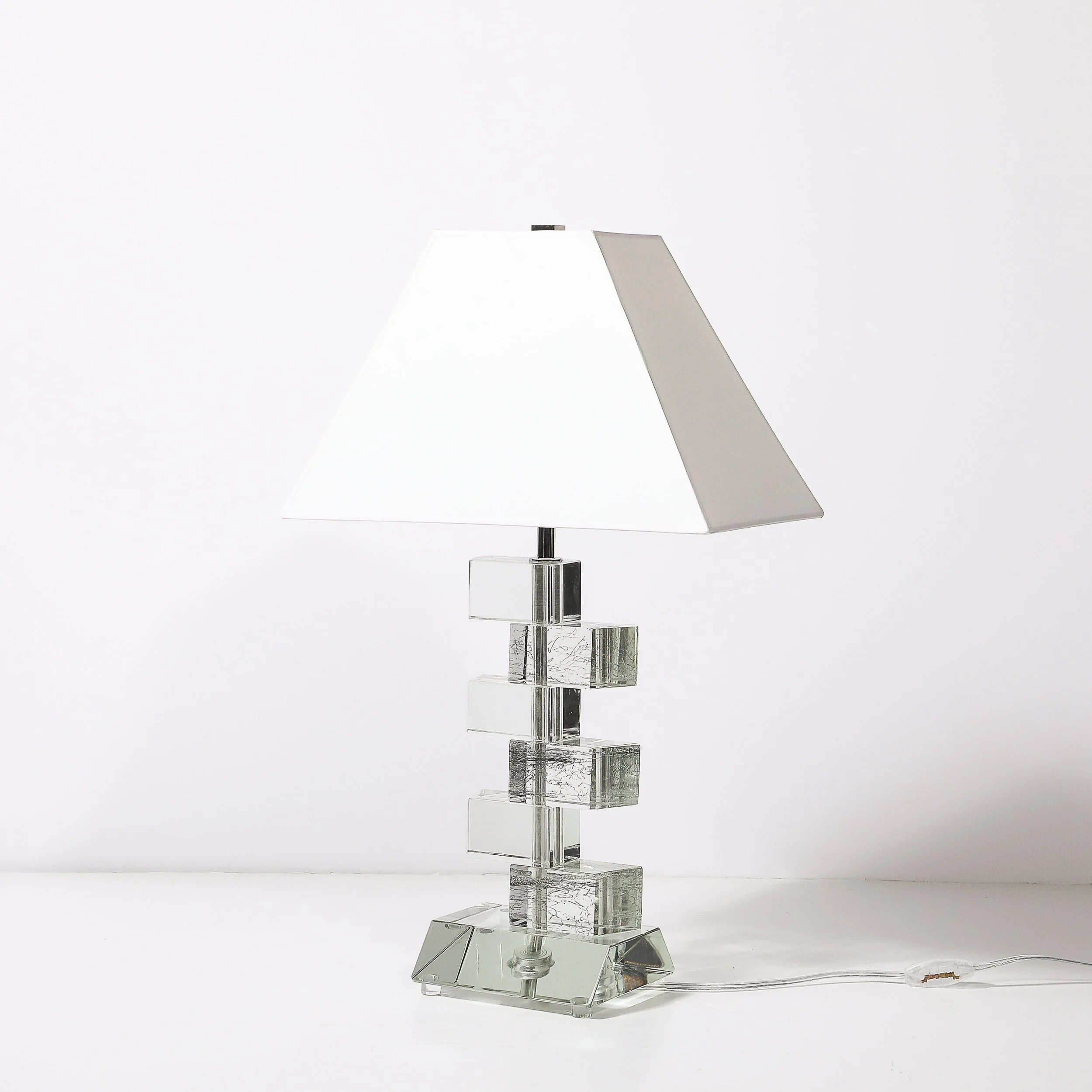 Modernist Hand-Blown Murano Stacked & Faceted Trapezoidal Glass Table Lamps - High Style Deco 4.jpg