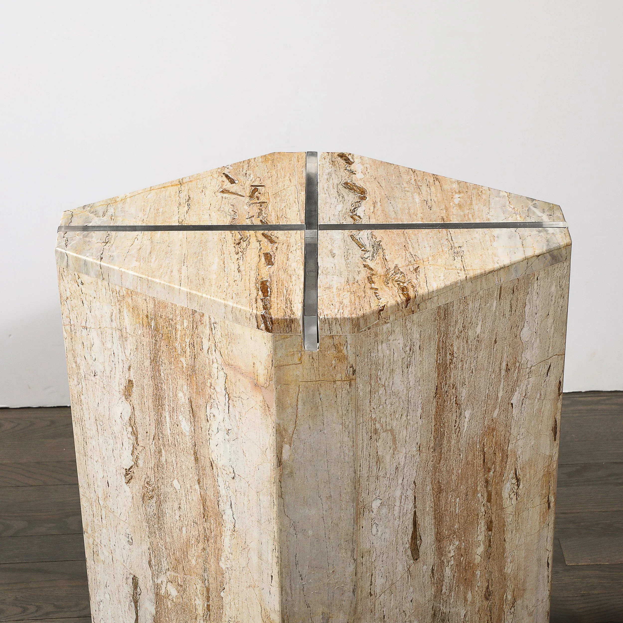 Sophisticated Mid-Century Modernist Crosslight Illuminating Travertine Pedestal - High Style Deco 13.jpg