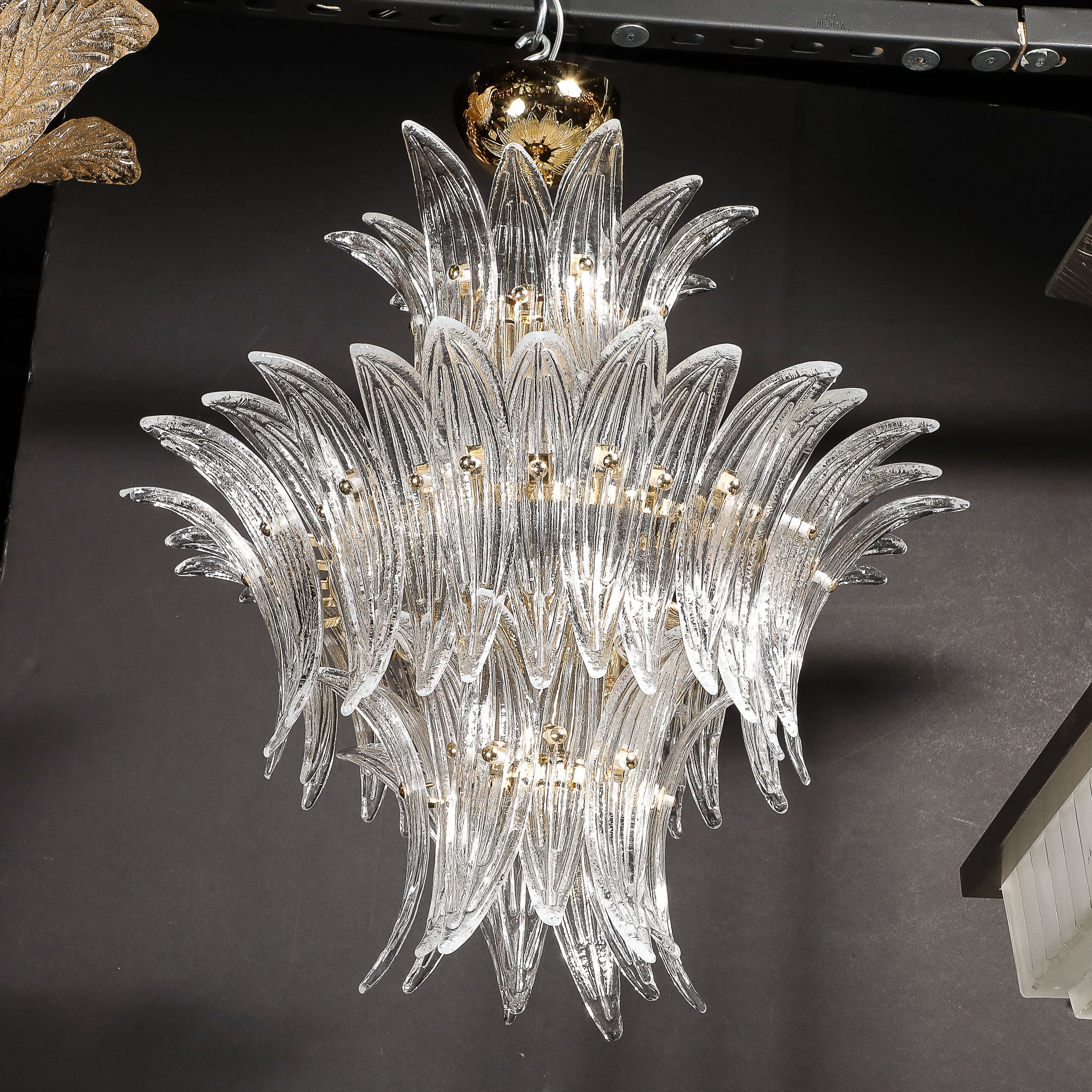 Three-Tier Palma Chandelier in Clear Hand Blown Murano Glass and Brass Fittings - High Style Deco 4.jpg
