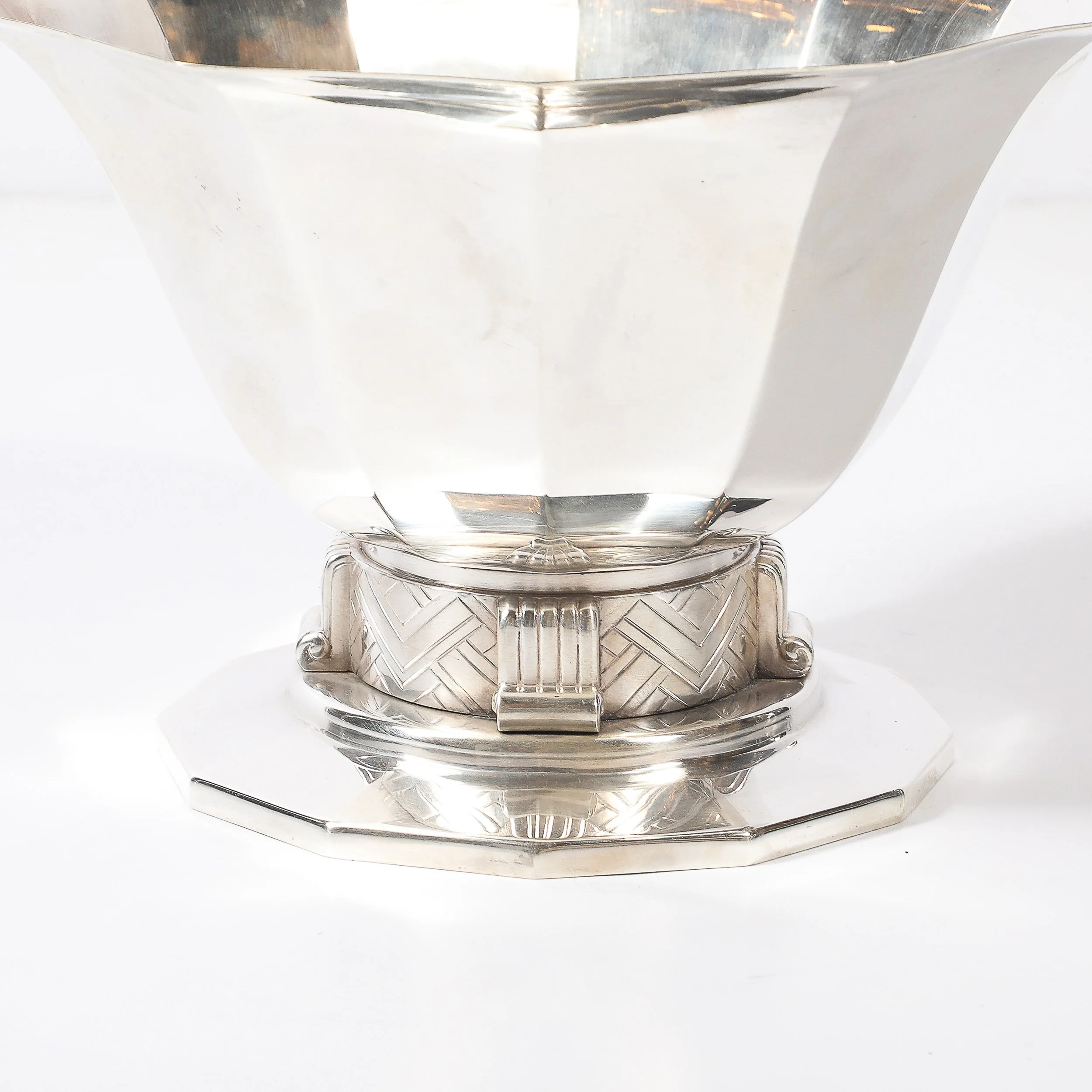 Art Deco Skyscraper Style Apollo Company Silver Plated Bowl w: Chevron Motif - High Style Deco 4.jpg
