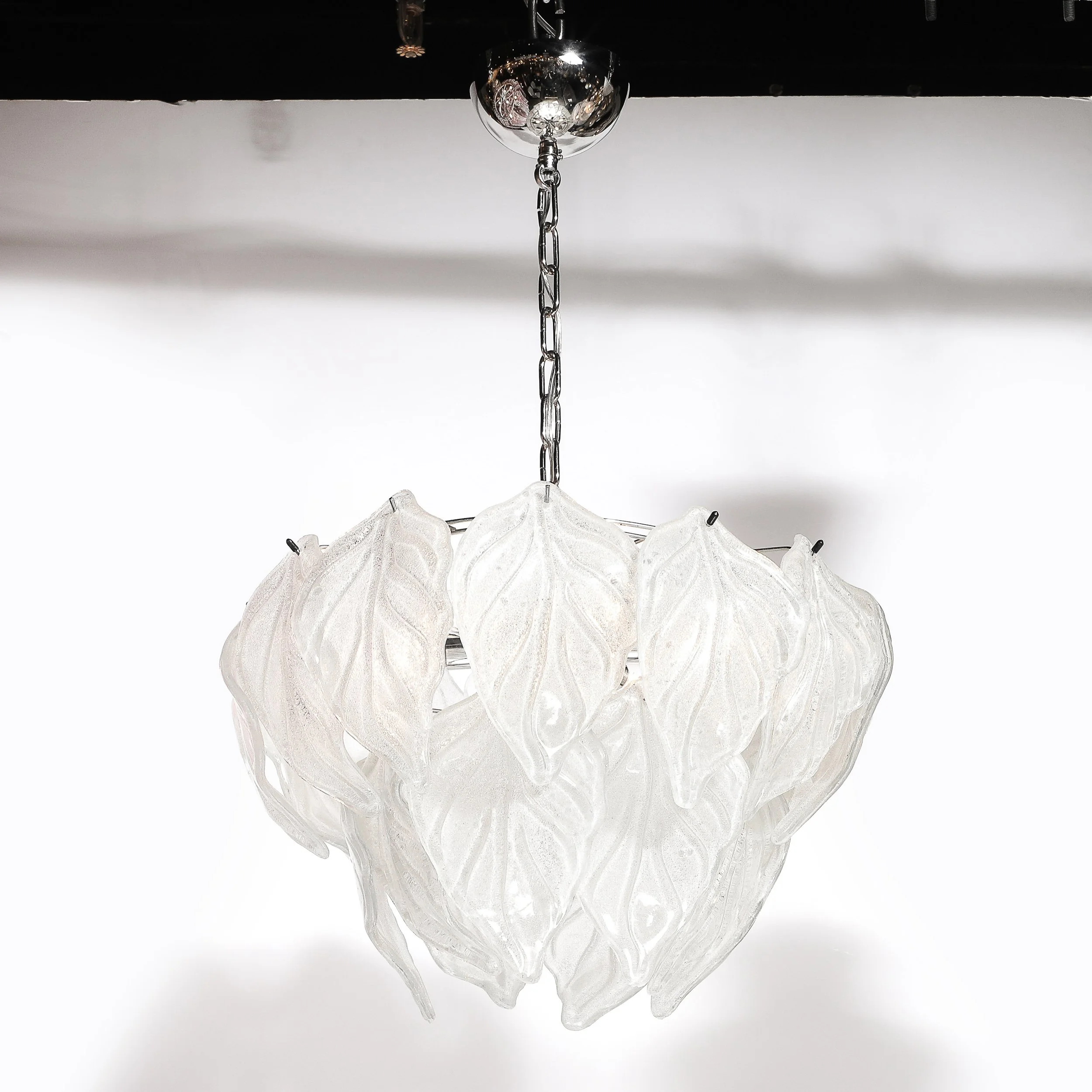 Mid-Century Hand-Blown Leaf Form Mottled Murano Glass Chandelier by Mazzega - High Style Deco 3.jpg