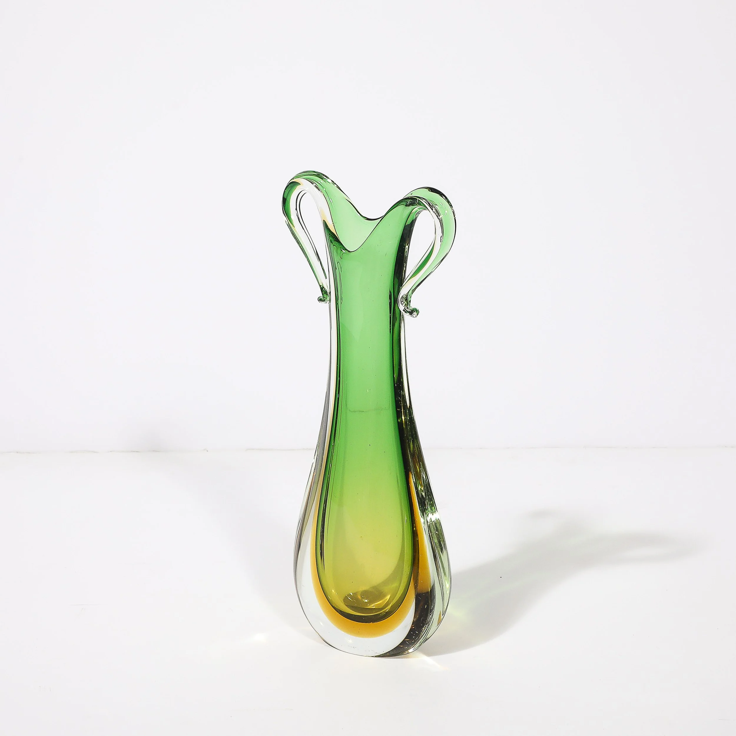 Mid-Century Modernist Hand-Blown Murano Sommerso Glass in Emerald & Amber Hues - High Style Deco 12.jpg