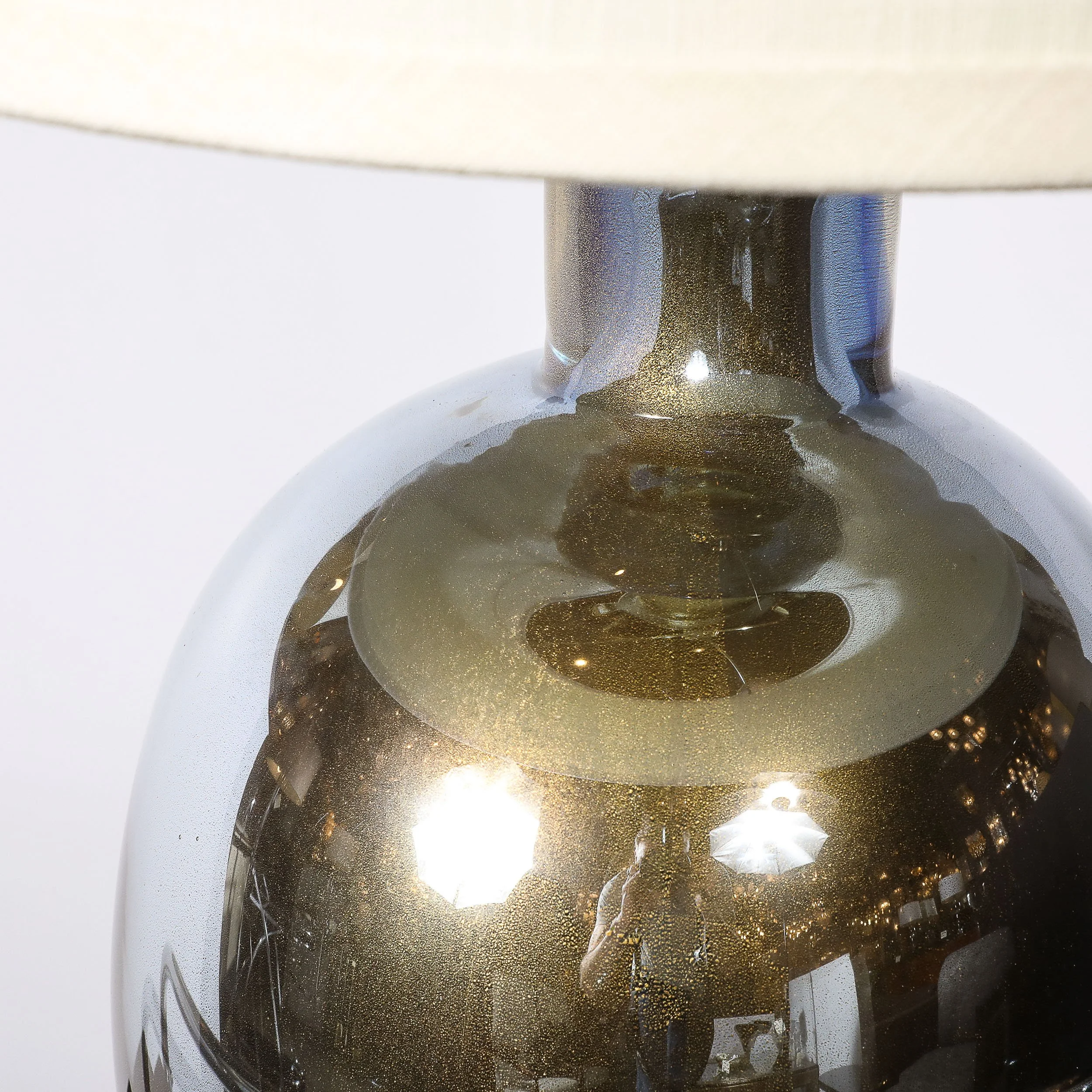 Modernist Hand-Blown Mercury Blue Murano Glass Table Lamps with 24K Gold Flecks - High Style Deco 11.jpg