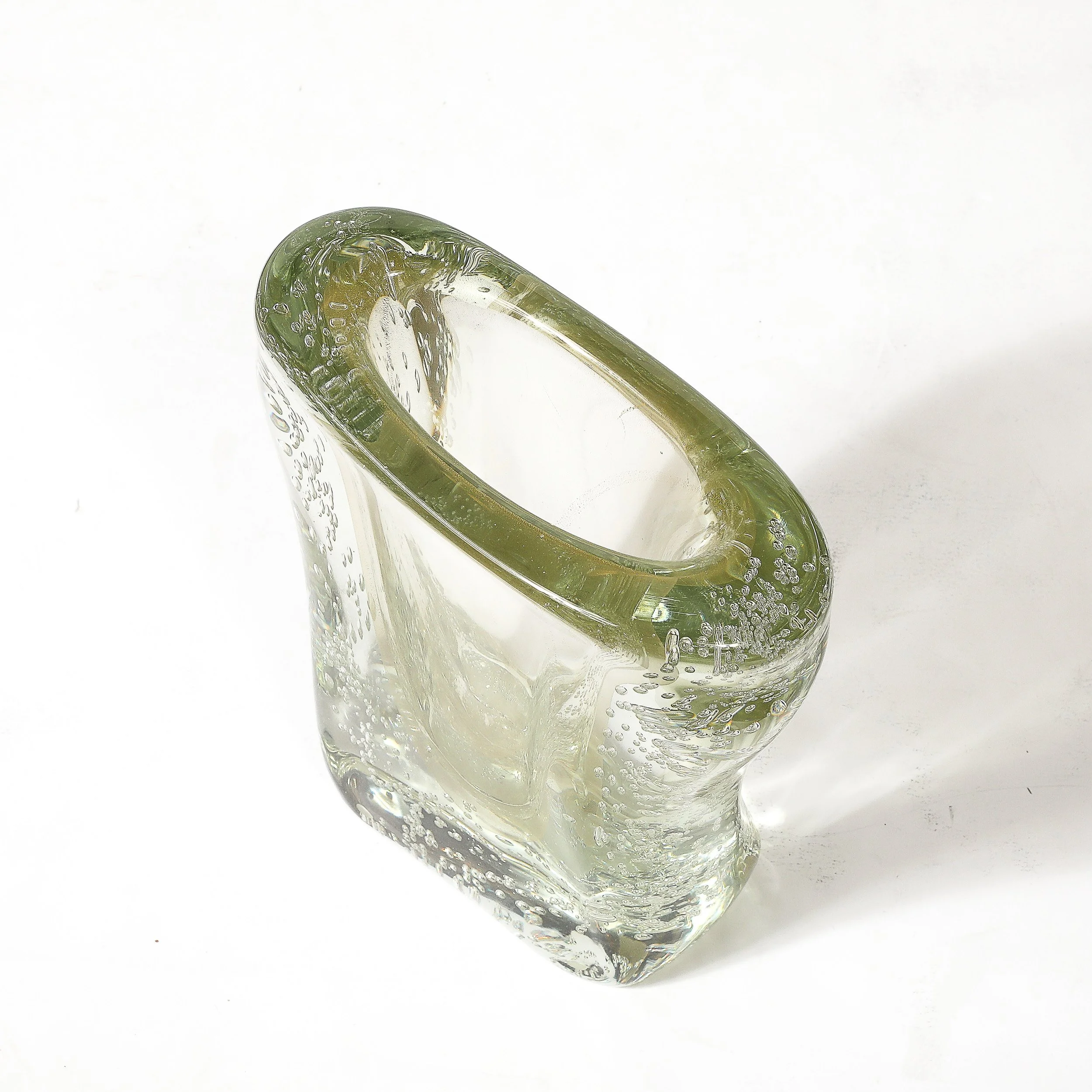 Rippling Bone Form Hand-Blown Murano Glass Vase W: Bullicante & Gold Flecks - High Style Deco 12.jpg