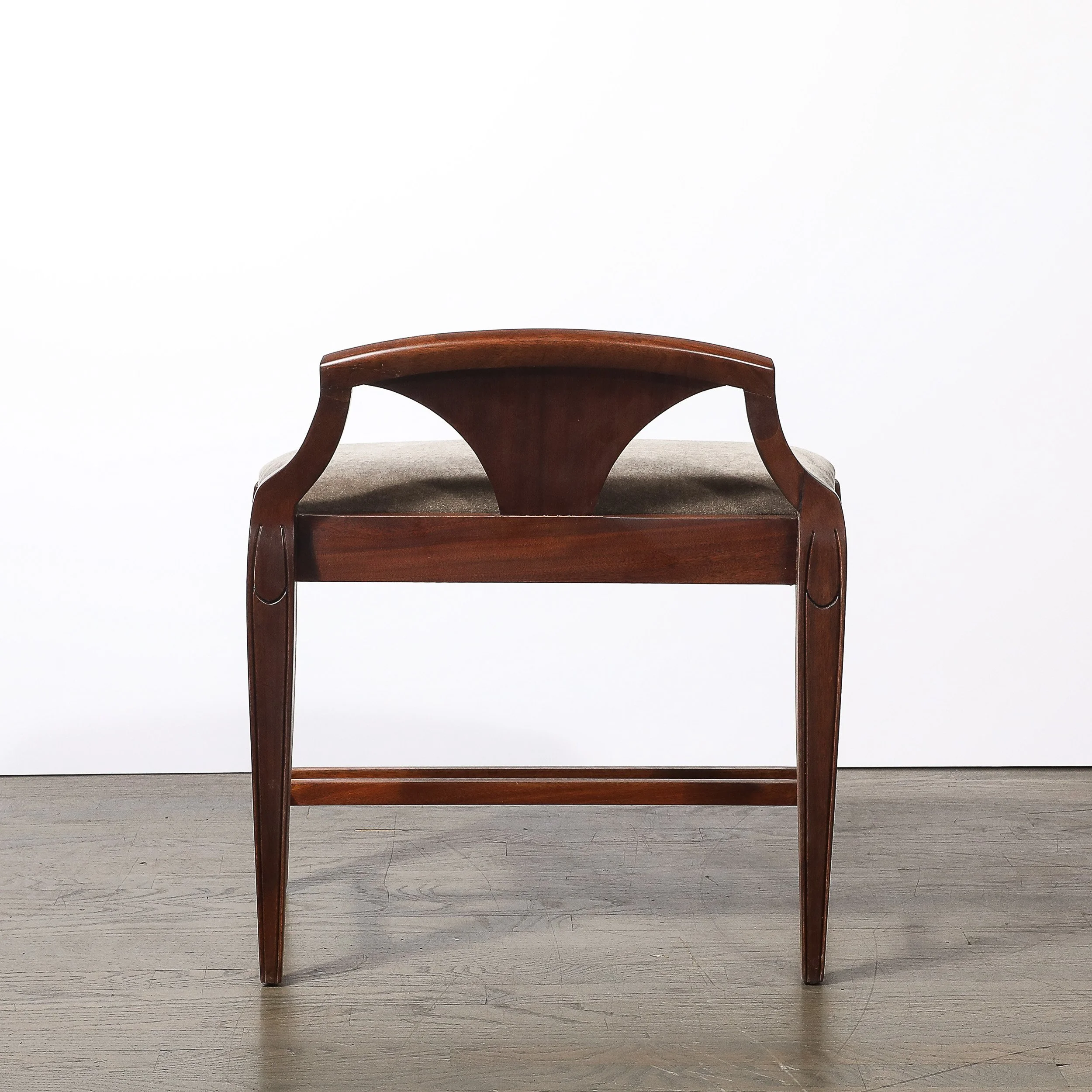 Art Deco Book-Matched Walnut & Mohair Sculptural Vanity Stool by Grosfeld House - High Style Deco 8.jpg