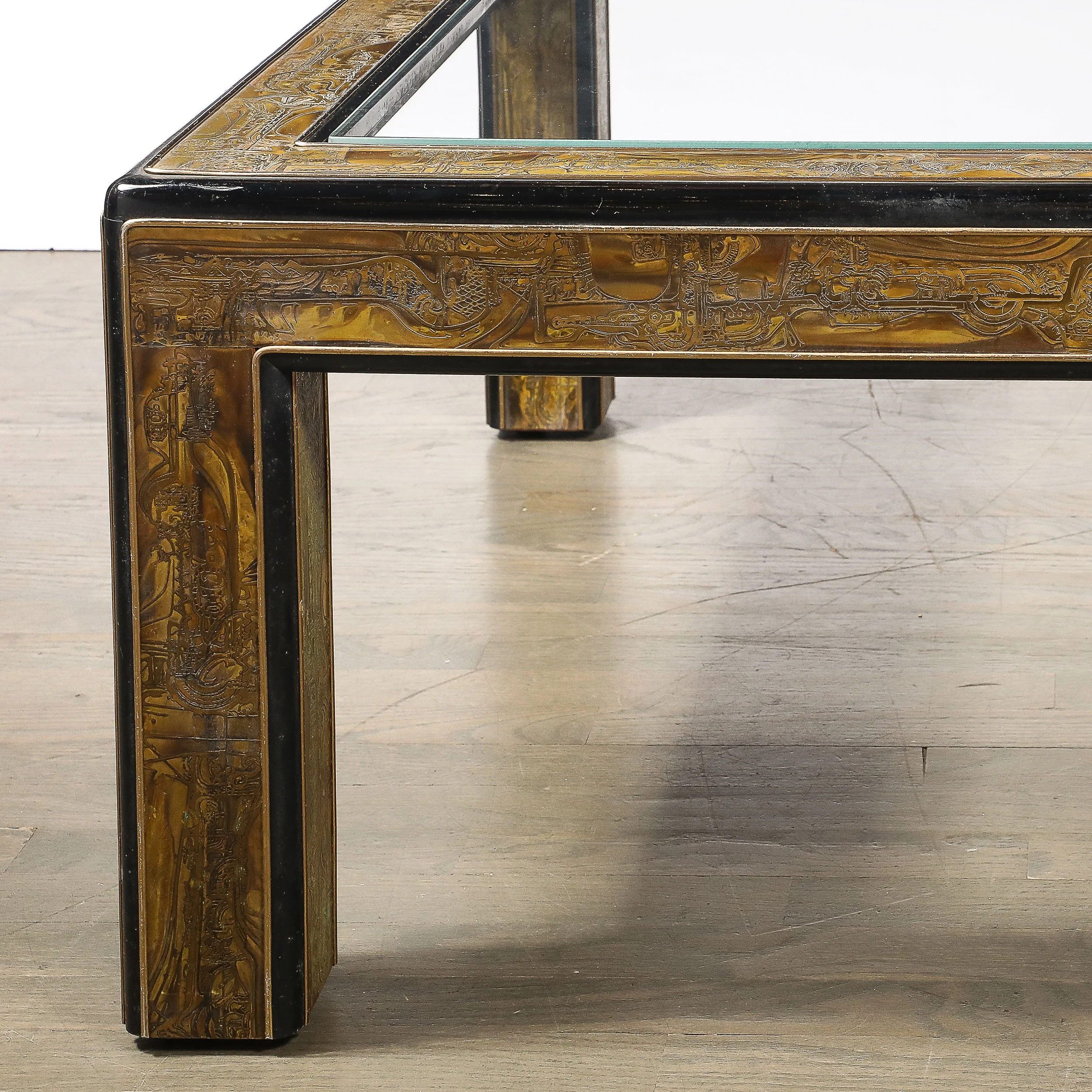Mid-Century Acid Etched Brass, Lacquer & Glass Cocktail Table by Mastercraft - High Style Deco 2.jpg