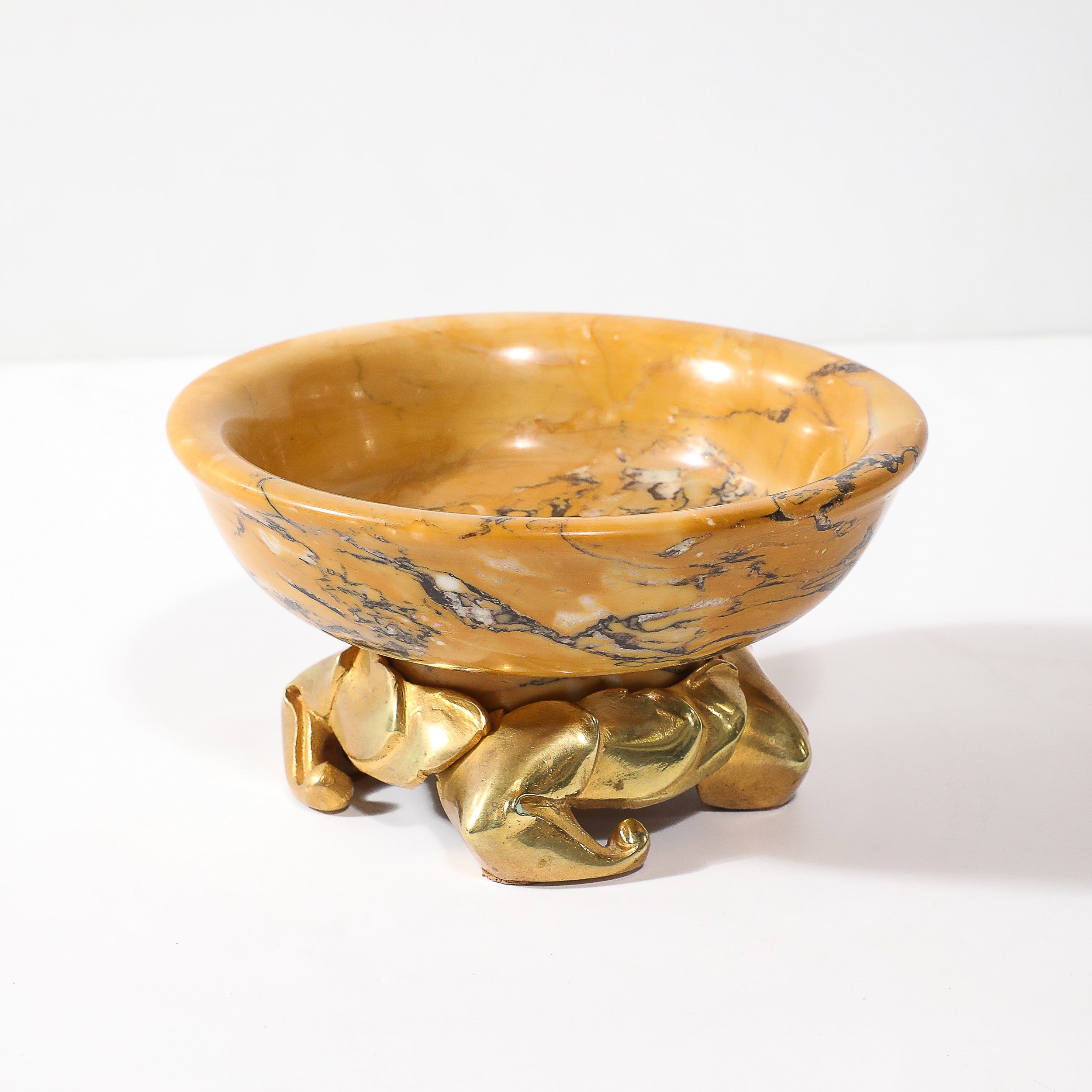 Art Deco Amber Gold Marble Dish with Stylized Gilt Bronze Base - High Style Deco 7.jpg