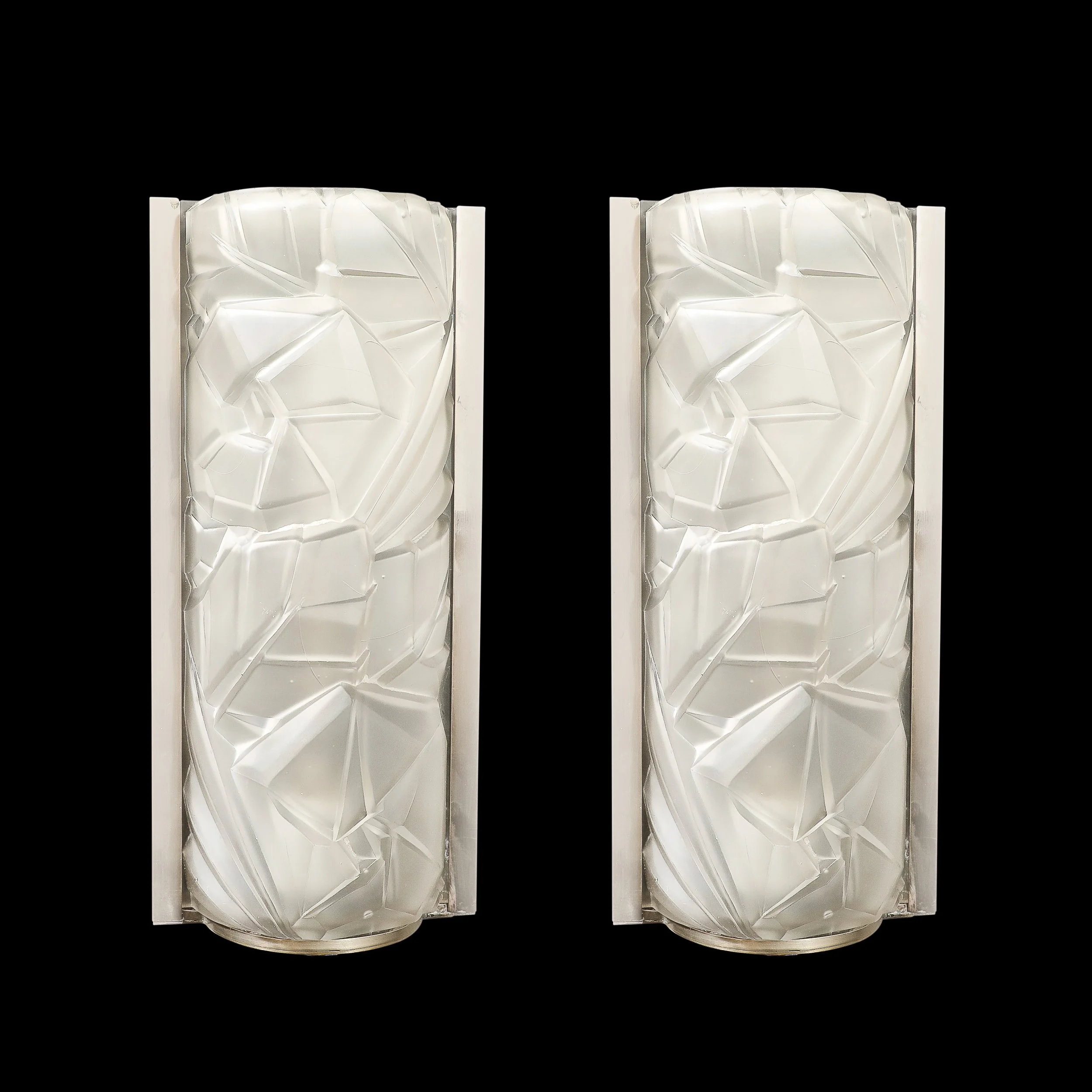Art Deco Molded & Frosted Glass w: Abstract Cubist Geometric Motif Sconces - High Style Deco 11.jpg
