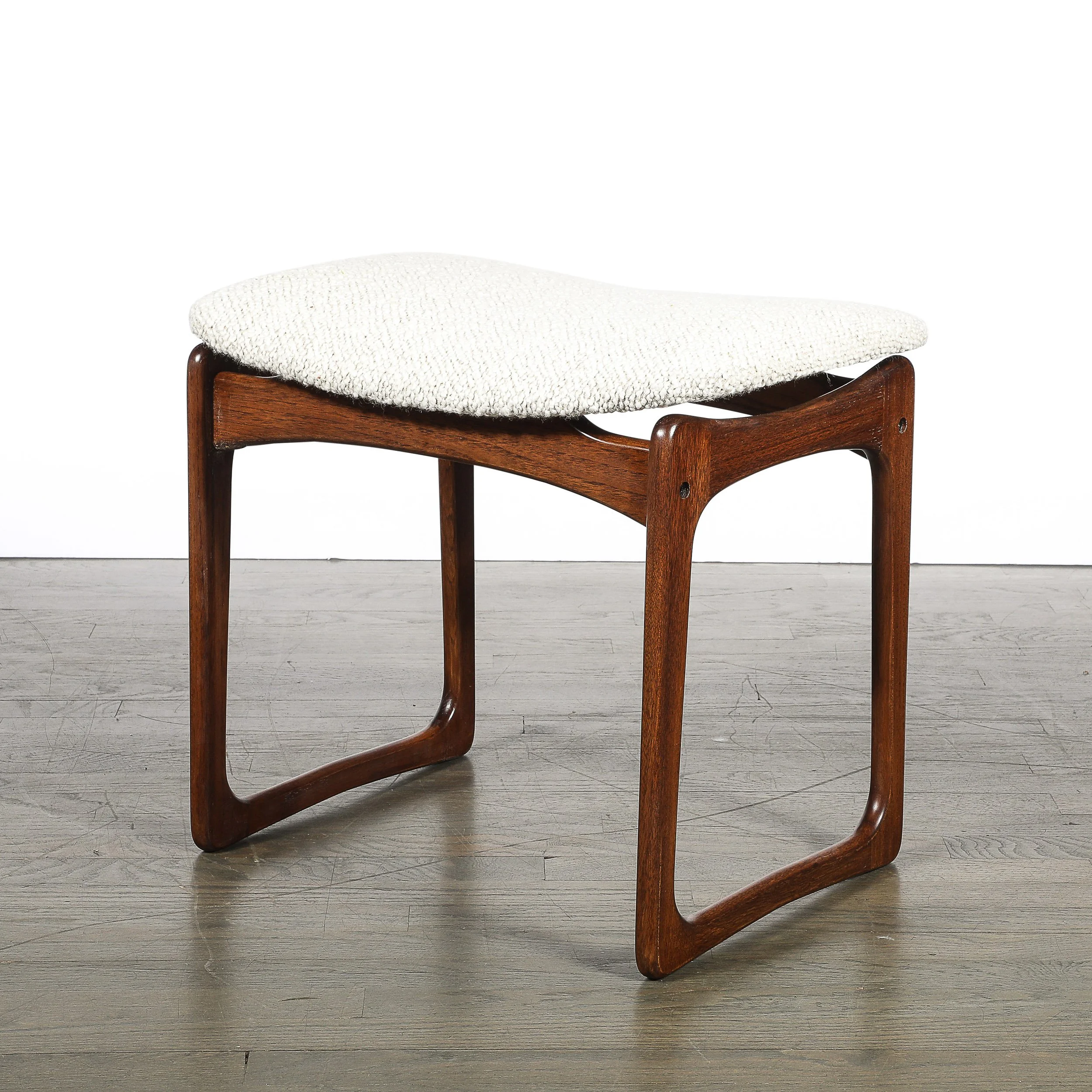 Mid-Century Sculptural Walnut Stool in Holly Hunt Bouclé Vamdrup Stolefabrik - High Style Deco 3.jpg
