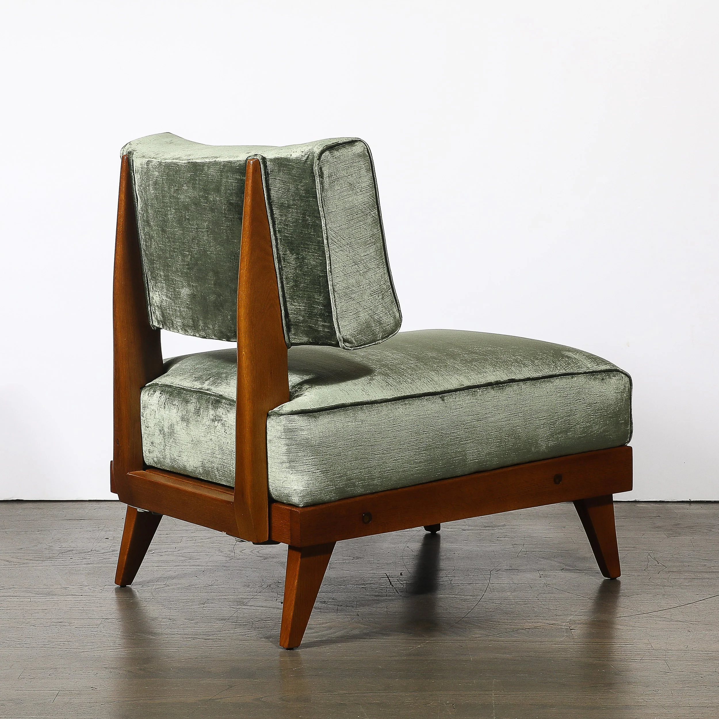 Mid-Century Modernist Sculptural Oak Lounge Chairs in Eucalyptus Velvet - High Style Deco 10.jpg
