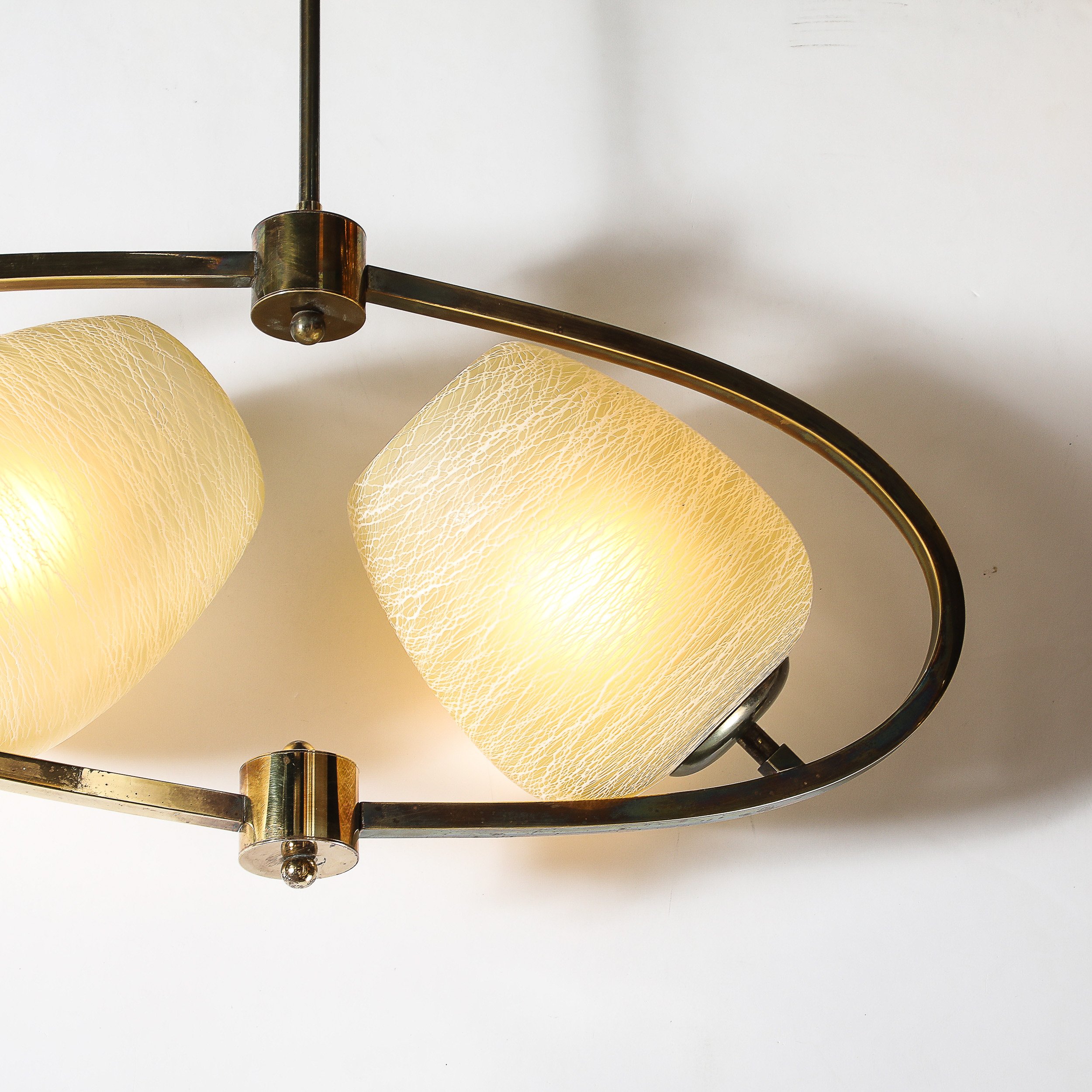 Mid-Century Elliptical Chandelier w: Striated Spun Glass Shades in Antique Brass - High Style Deco 6.jpg