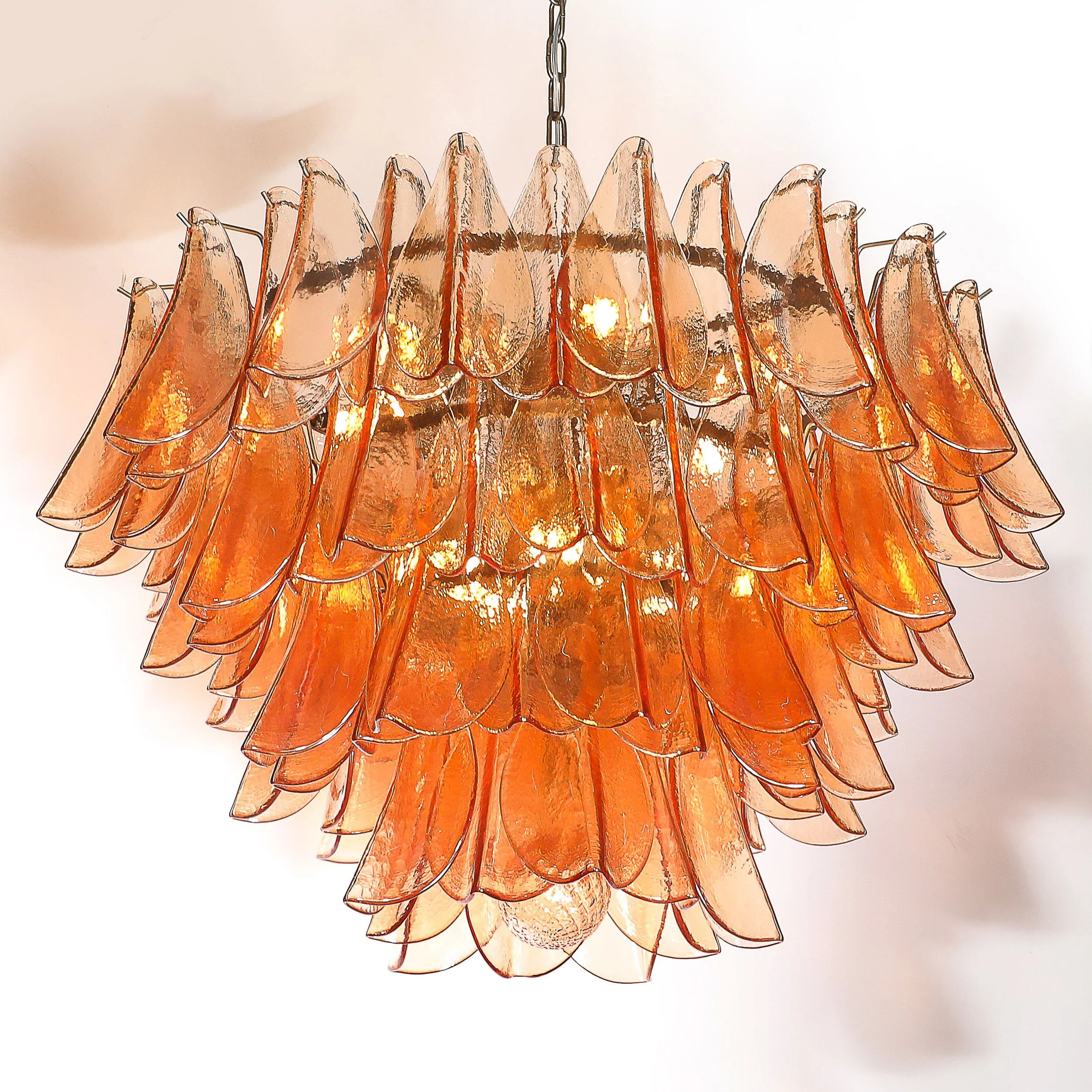 Modernist Smoked Apricot Murano Glass & Oil Rubbed Bronze Feather Chandelier - High Style Deco 4.jpg