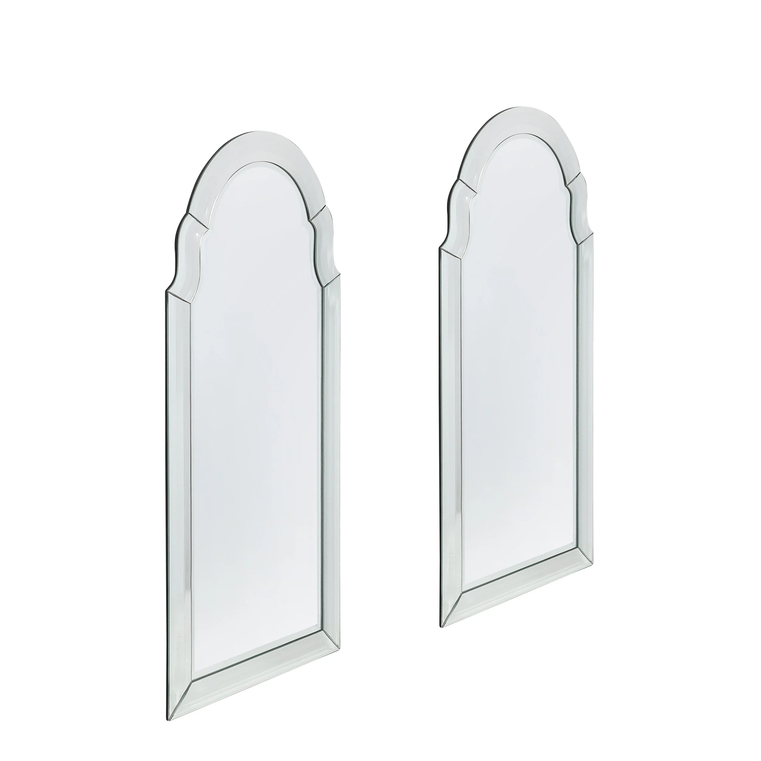 Pair of Mid-Century Modernist Serifed Arch Form Mirrors with Beveled Detailing - High Style Deco 1.jpg