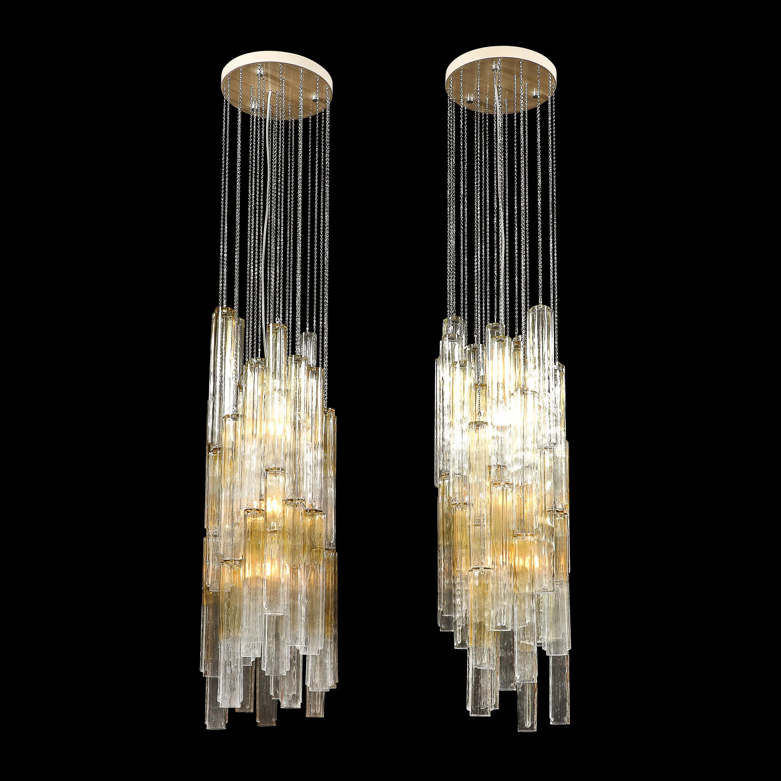 Pair of Mid-Century Large Muted Citrine Calza Glass Chandeliers signed Venini - High Style Deco 12.jpg
