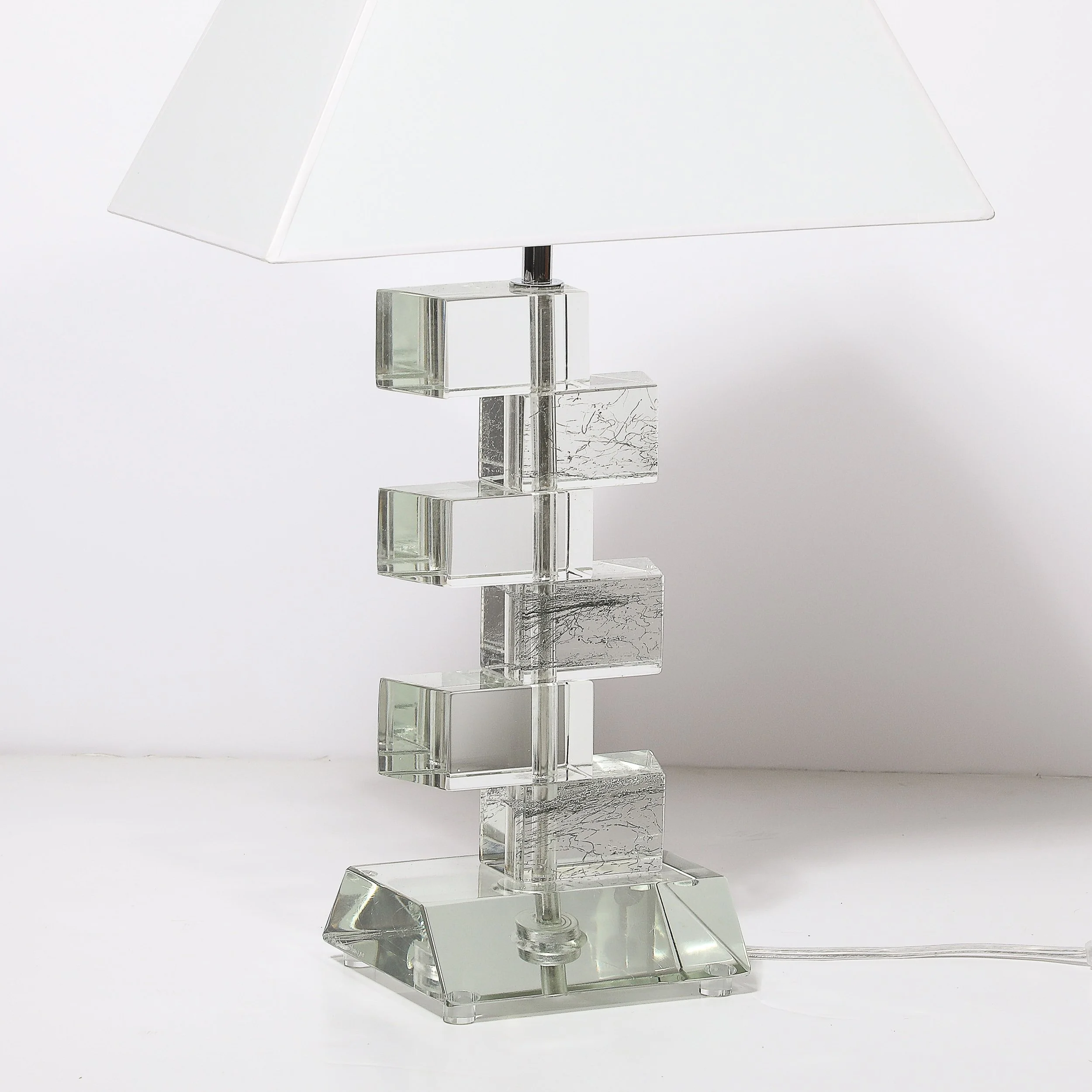Modernist Hand-Blown Murano Stacked & Faceted Trapezoidal Glass Table Lamps - High Style Deco 6.jpg