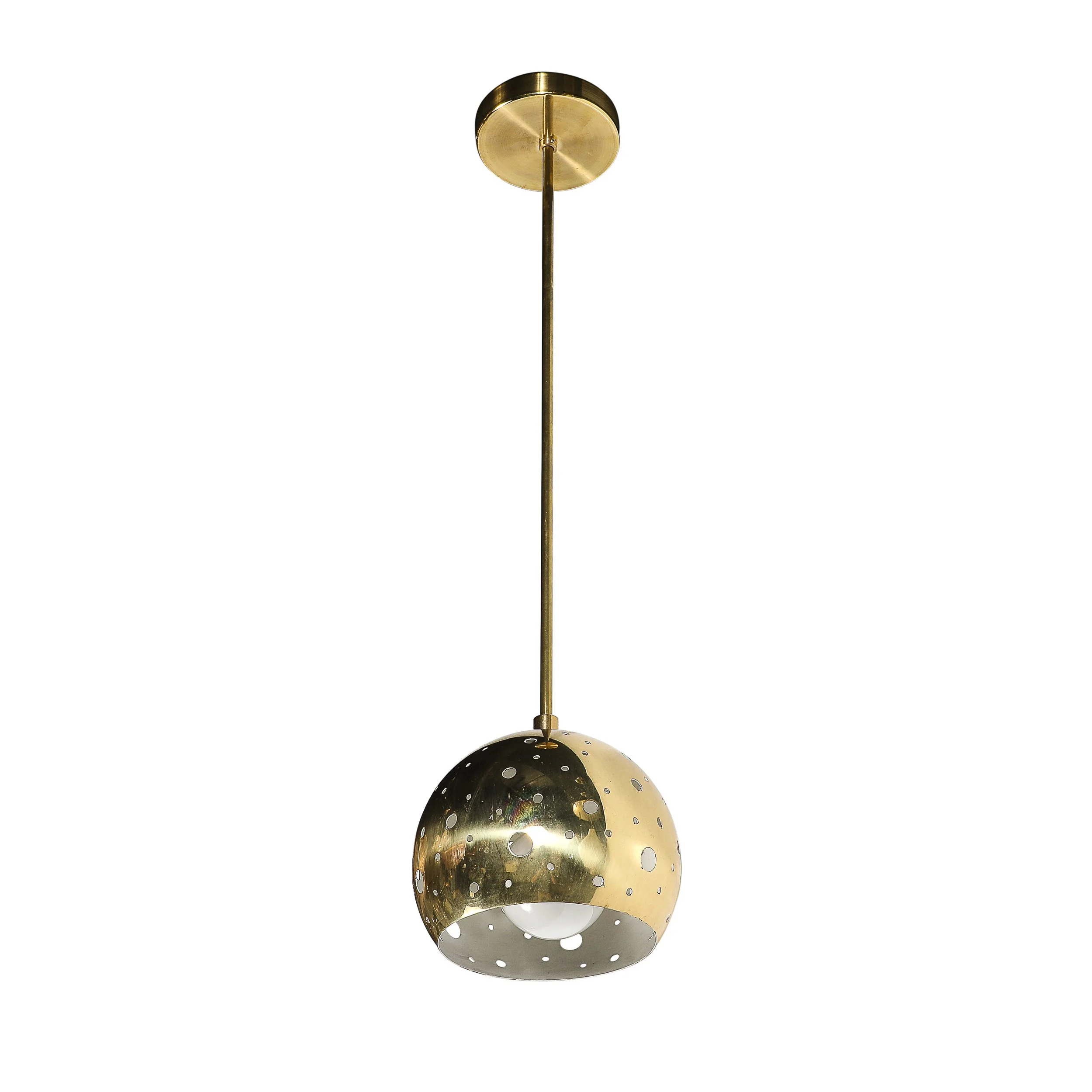 Mid-Century Rounded Brass Pendant Chandelier W: Circular Cutout Detail - High Style Deco.jpg