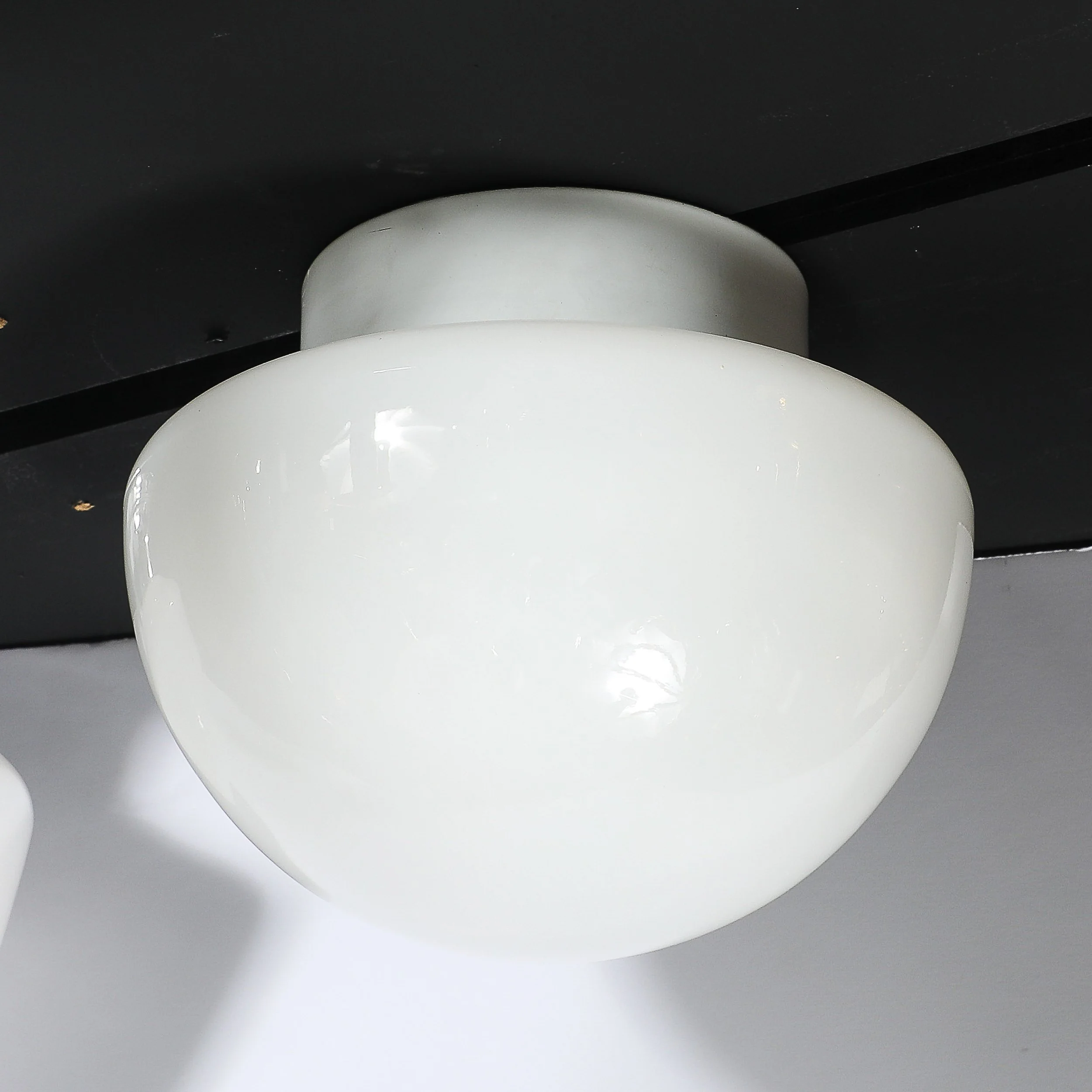 Mid-Century Reverse Dome Form Milk Glass Flush Mount Chandelier by Lightolier - High Style Deco 2.jpg