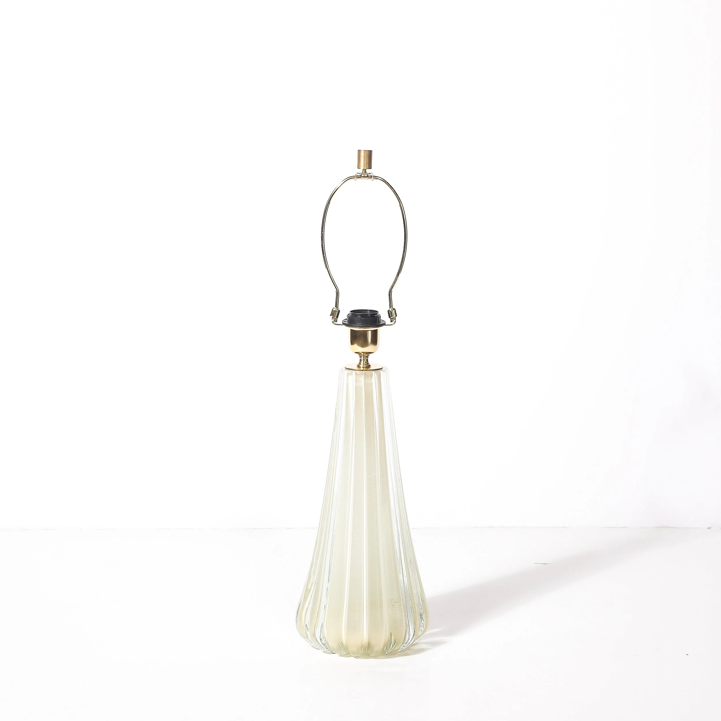 Modernist Hand-Blown Fluted Oyster Murano Glass & Brass Table Lamps - High Style Deco 4.jpg