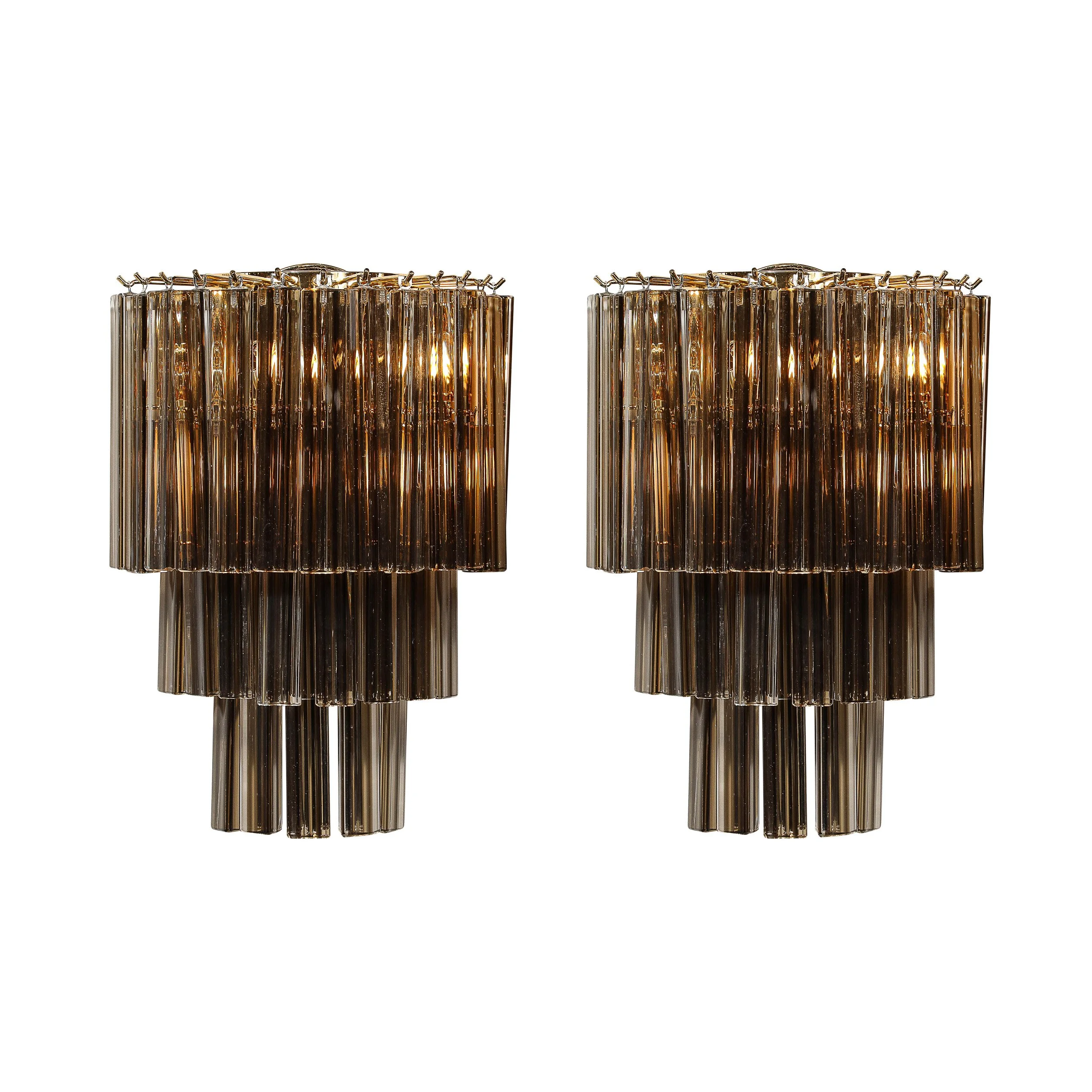 Pair of Mid-Century Modernist Hand-Blown Murano Glass Three-Tier Triedre Sconces - High Style Deco.jpg