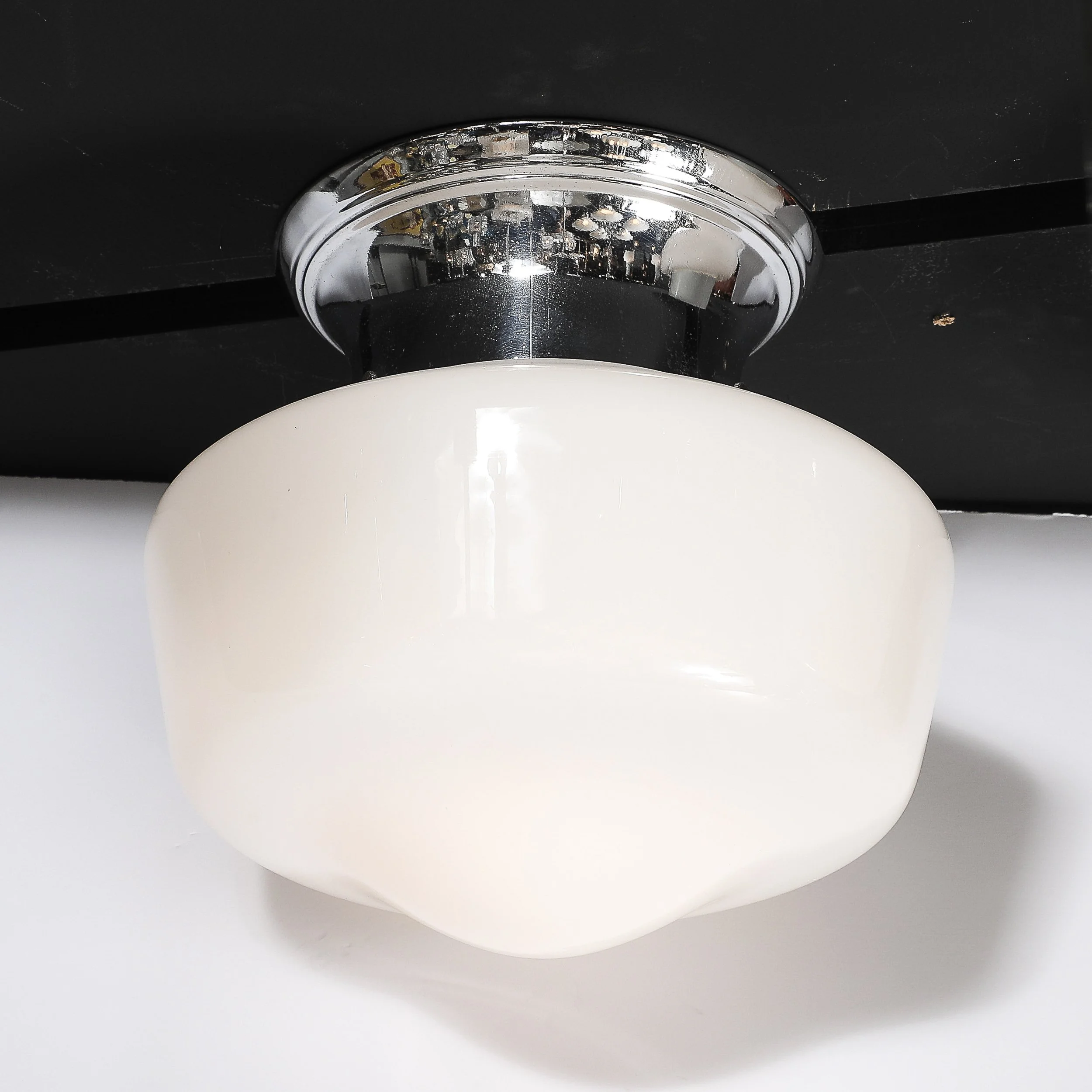 Art Deco Machine Age Rounded Cylindrical Milk Glass Flush Mount Chandelier - High Style Deco 3.jpg