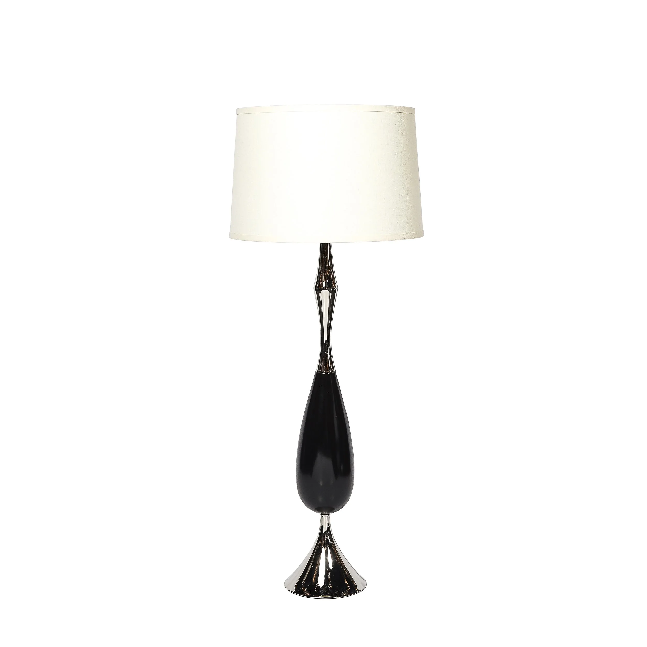 Pair of Mid-Century Polished Nickel & Ebonized Walnut Table Lamps by Tony Paul - High Style Deco 1.jpg