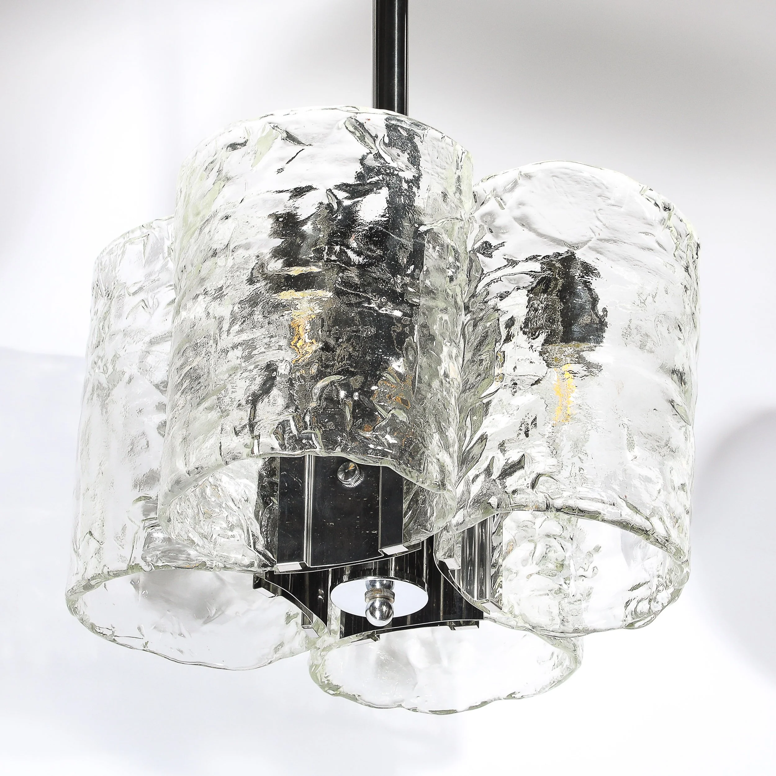 Mid-Century Hand-Blown Murano Mottled Glass & Nickel Chandelier by Mazzega - High Style Deco 9.jpg